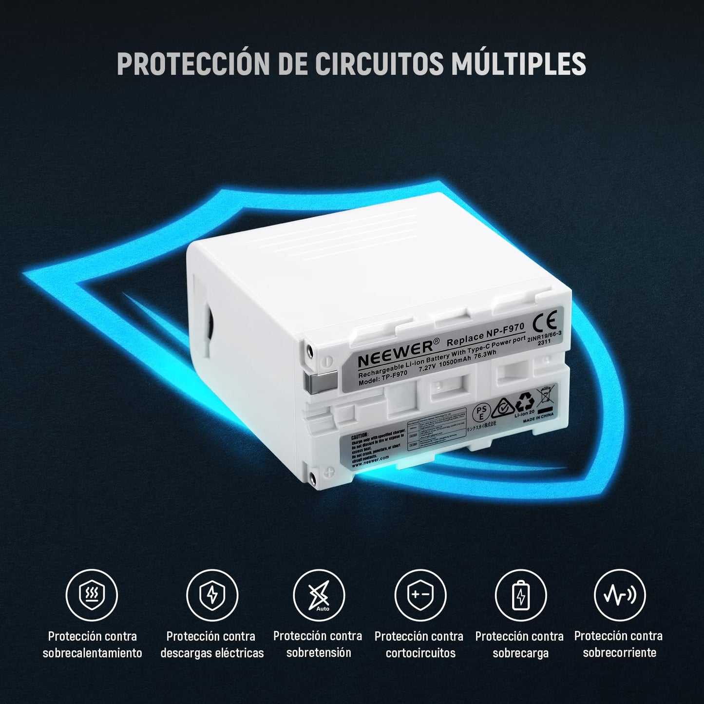 Batería de Repuesto NEEWER Blanco 10500mAh Carga Rápida USB C para Videocámara Sony, Canon y Nikon