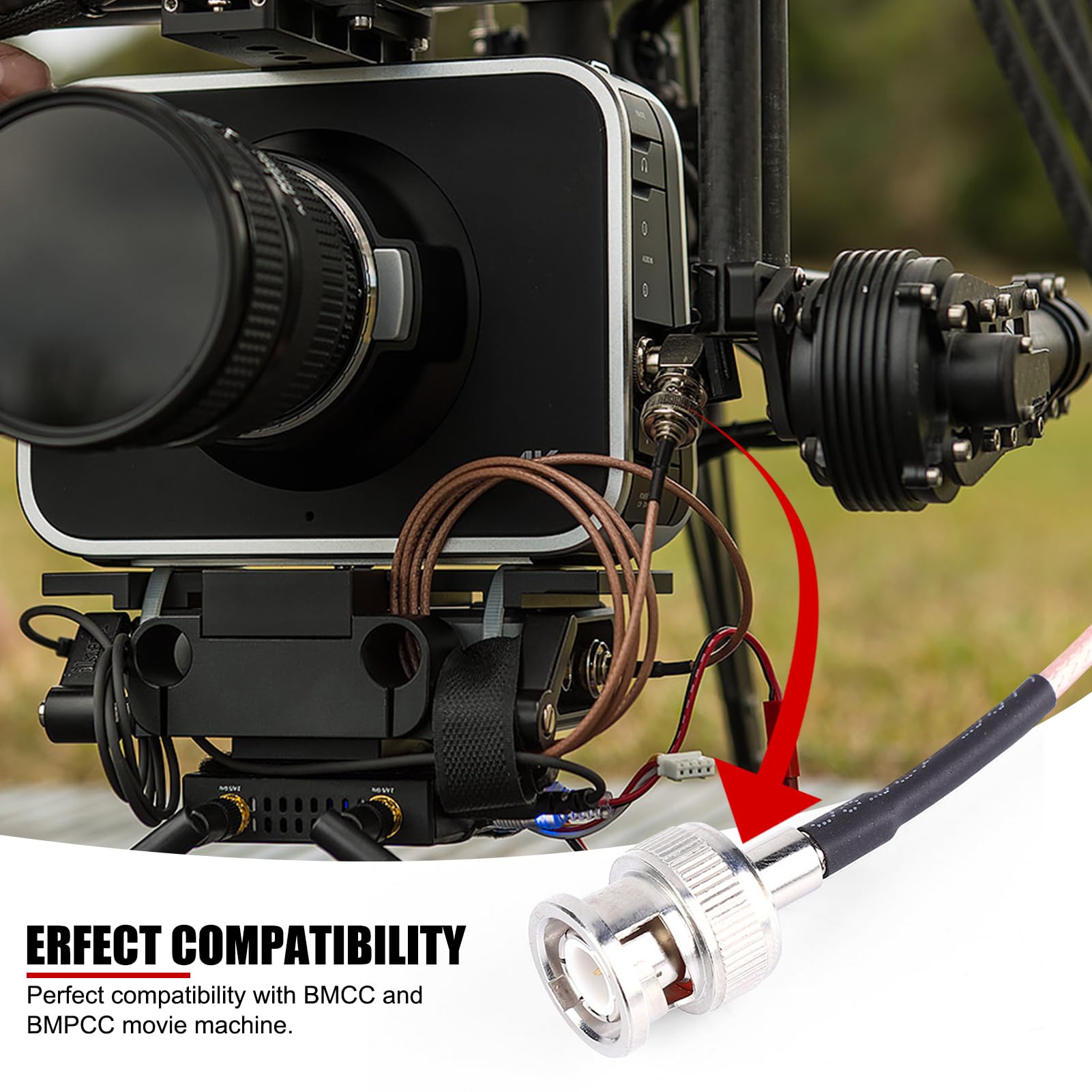 EVTSCAN Cable HD SDI, transmisión de Video 4K Cable de Cobre BNC a BNC para Monitor BMCC/BMPCC,75 cm/29,5 Pulgadas con Conector BNC estándar