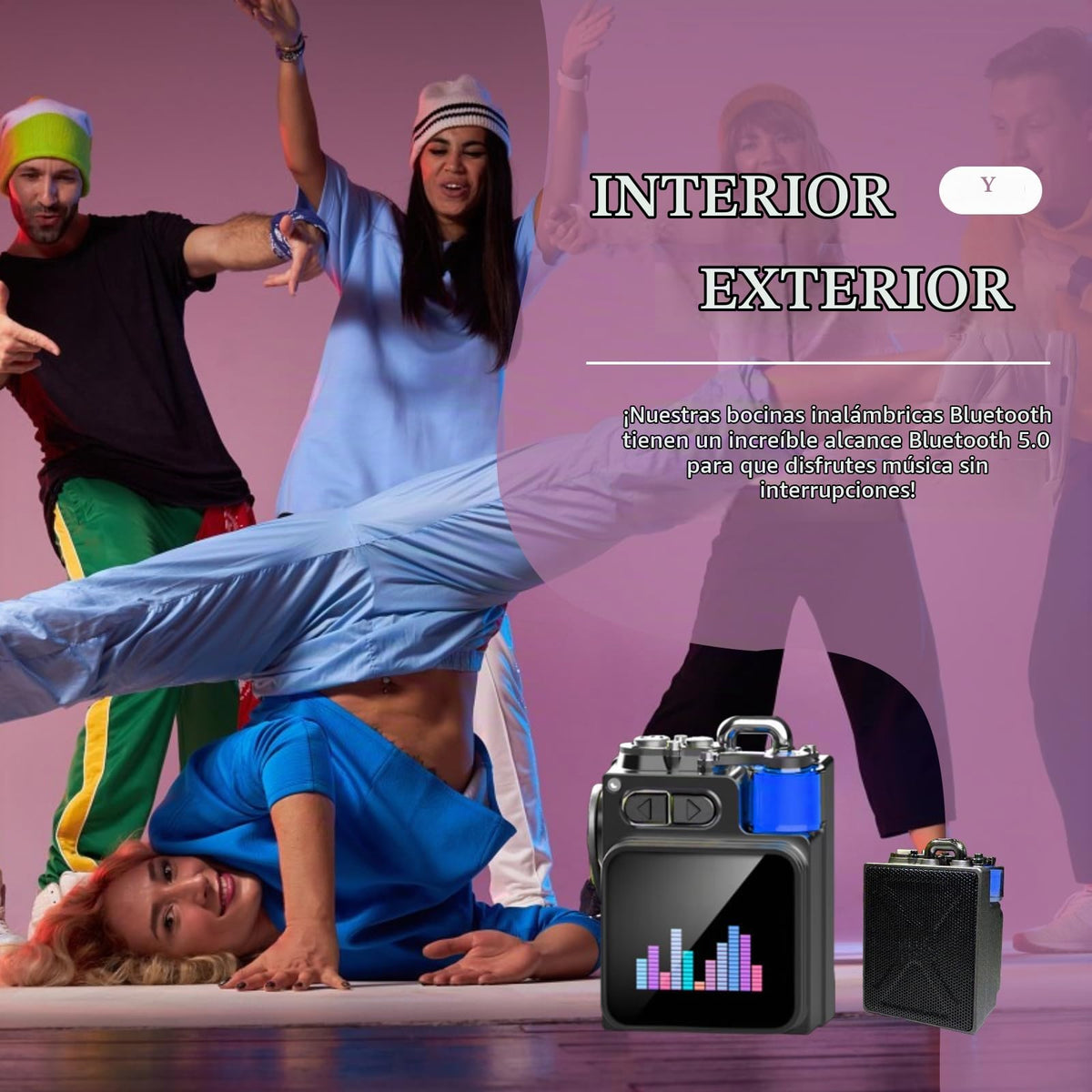 Altavoz Bluetooth bosta Negro Portátil con Pantalla Táctil y Emparejamiento Estéreo para Viajes y Fiesta