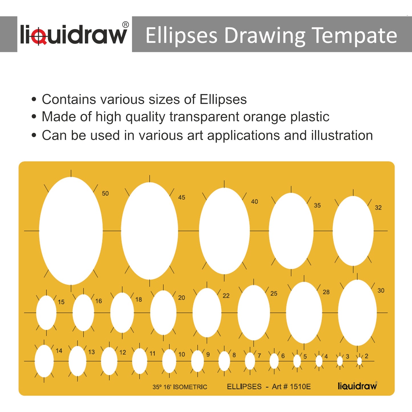 Liquidraw - Plantilla de círculo de elipse triangular ovalado cuadrado hexagonal con formas geométricas para reglas de dibujo, plantillas de dibujo técnico, arquitectura de ingeniería (combinación de
