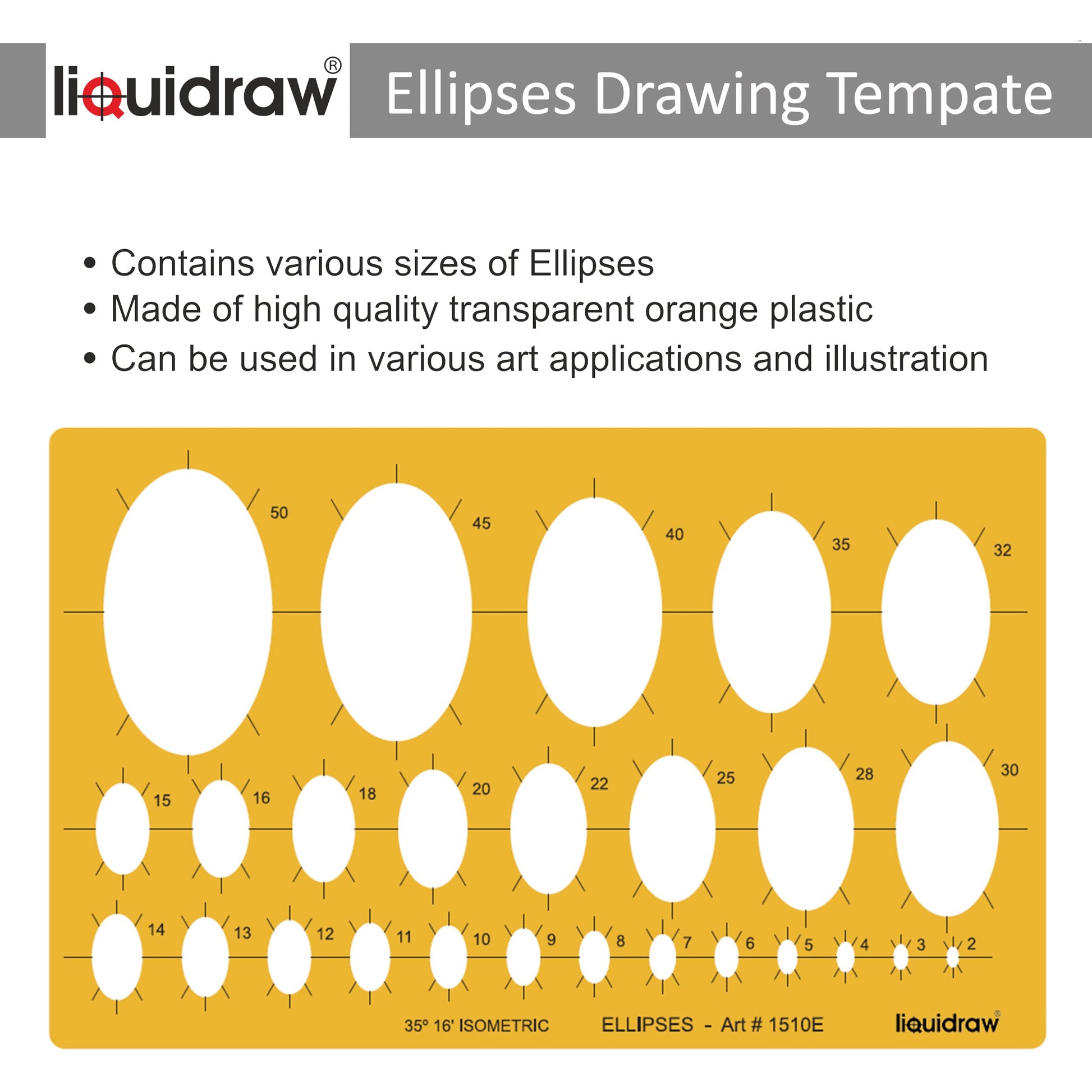 Liquidraw - Plantilla de círculo de elipse triangular ovalado cuadrado hexagonal con formas geométricas para reglas de dibujo, plantillas de dibujo técnico, arquitectura de ingeniería (combinación de