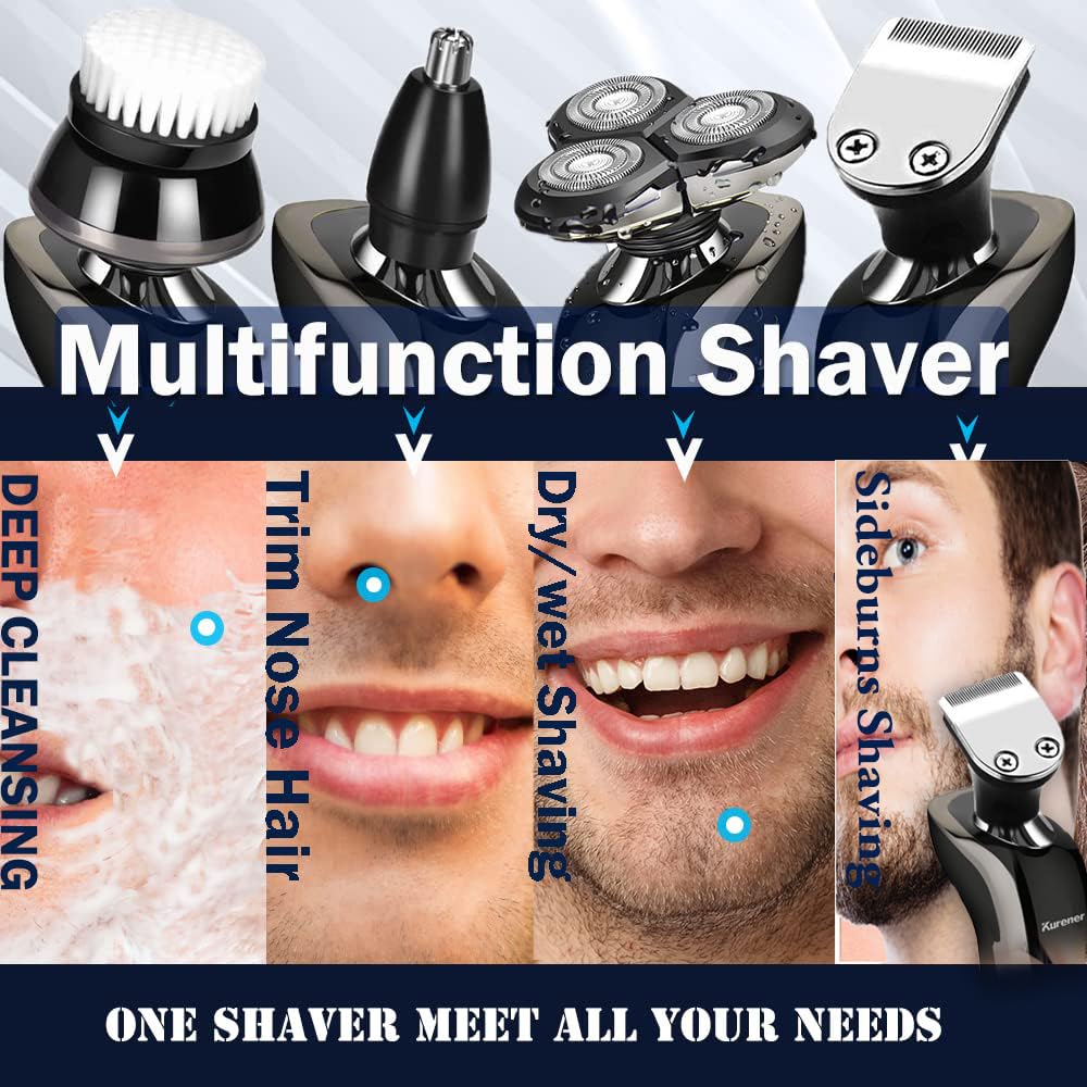 Kurener Electric Shaver Razor Beard Trimmer Rotary Shaver Rotation razor Full body water wash razor Wet/Dry Rechargeable Waterproof