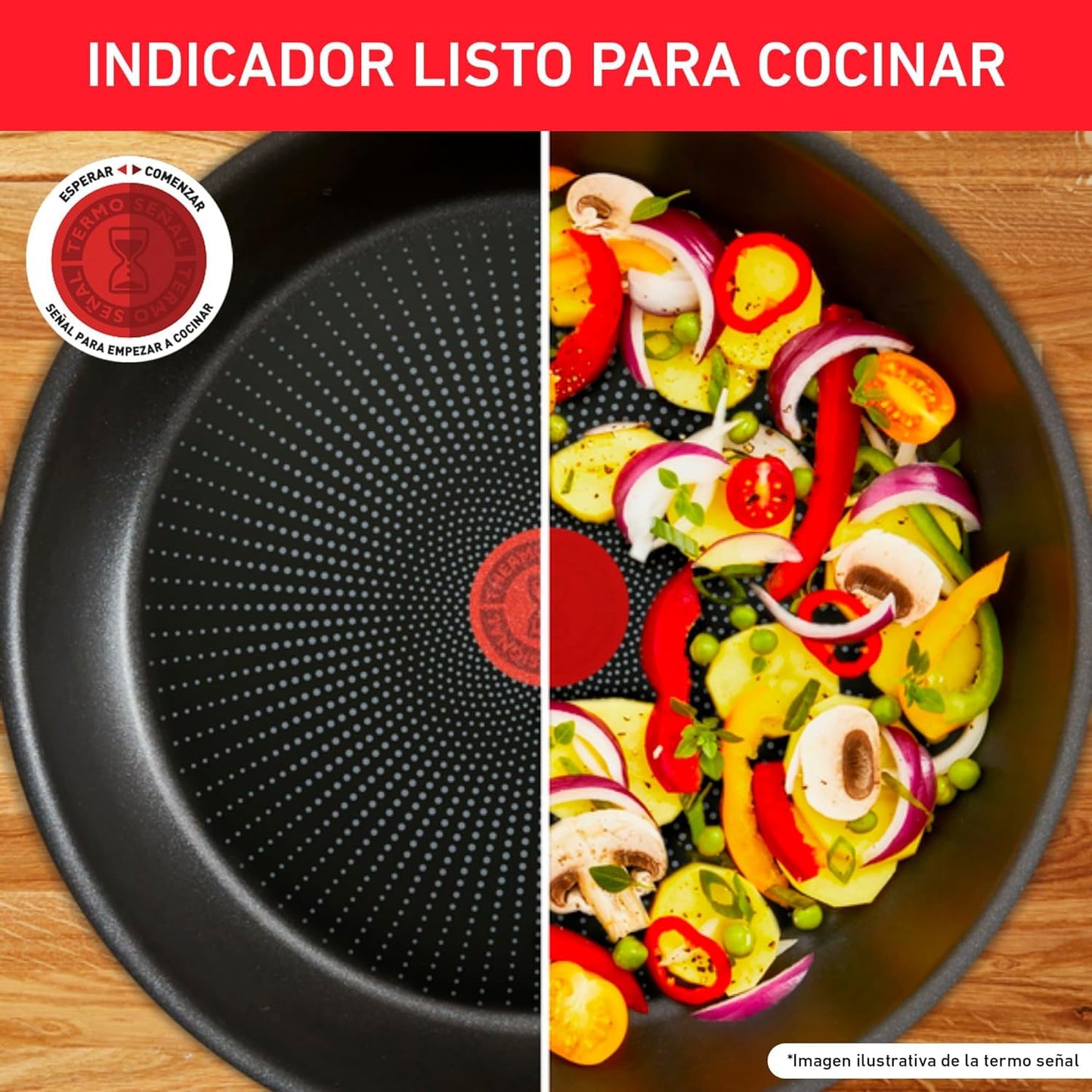 Batería de Cocina T-Fal Negro con Tecnología Thermo-Señal de 10 Piezas