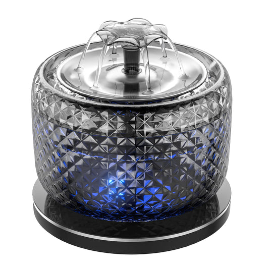 Fuente de agua inalámbrica para gatos, funciona con pilas, dispensador automático de agua para mascotas de 120 oz/3.5L con bandeja de agua de acero inoxidable 304, fuente de agua para mascotas para
