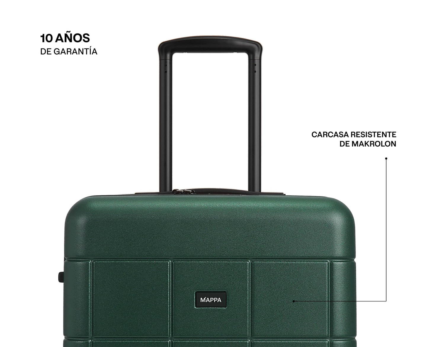 Mappa Original - Maleta de Viaje Rígida Garantía 10 Años 100% Makrolon Alemán, Ruedas Giratorias 360 de Tecnología Hinomoto, Candado TSA, Pad de Compresión, Maleta de 24 pulgadas, Color Verde