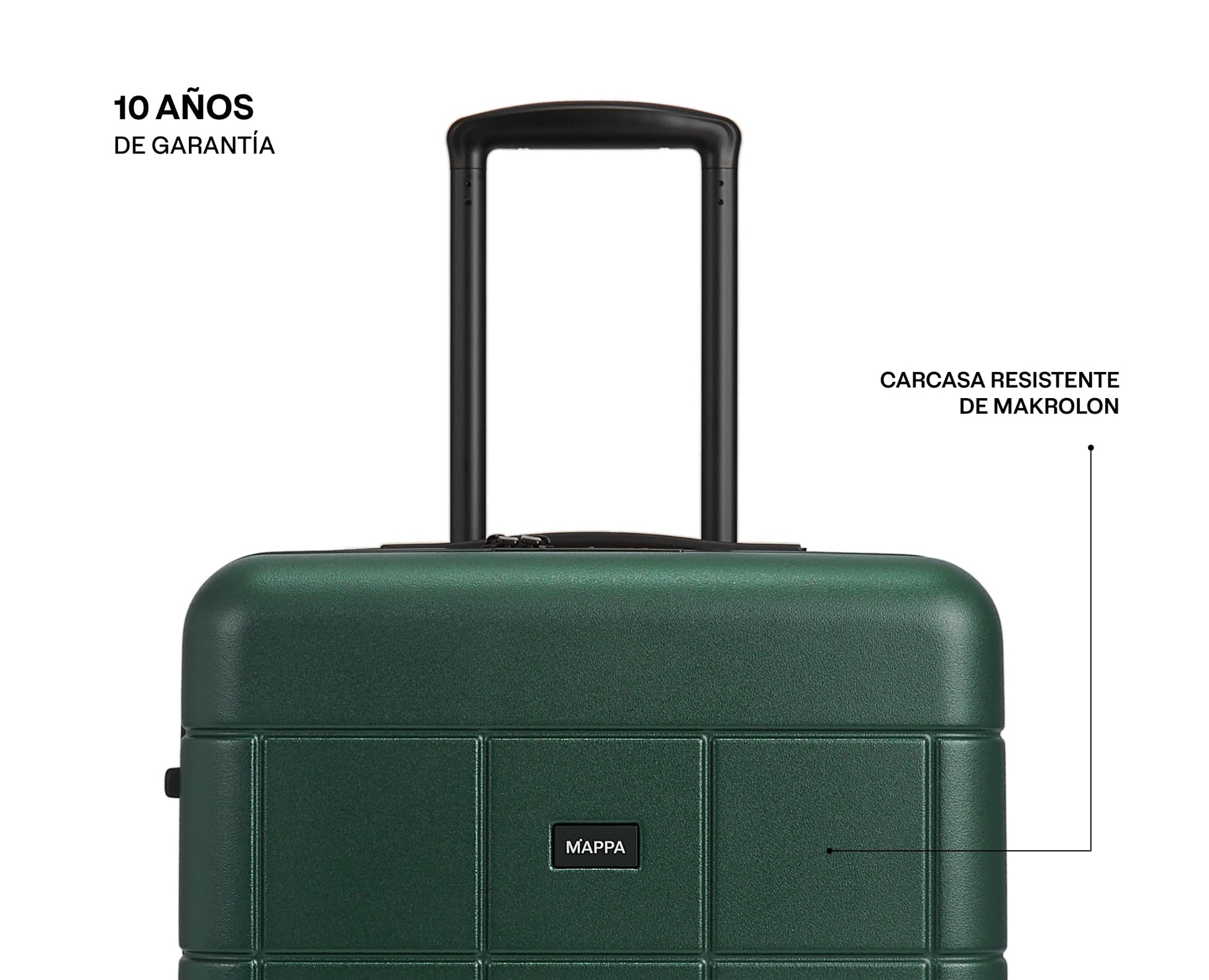 Mappa Original - Maleta de Viaje Rígida Garantía 10 Años 100% Makrolon Alemán, Ruedas Giratorias 360 de Tecnología Hinomoto, Candado TSA, Pad de Compresión, Maleta de 24 pulgadas, Color Verde