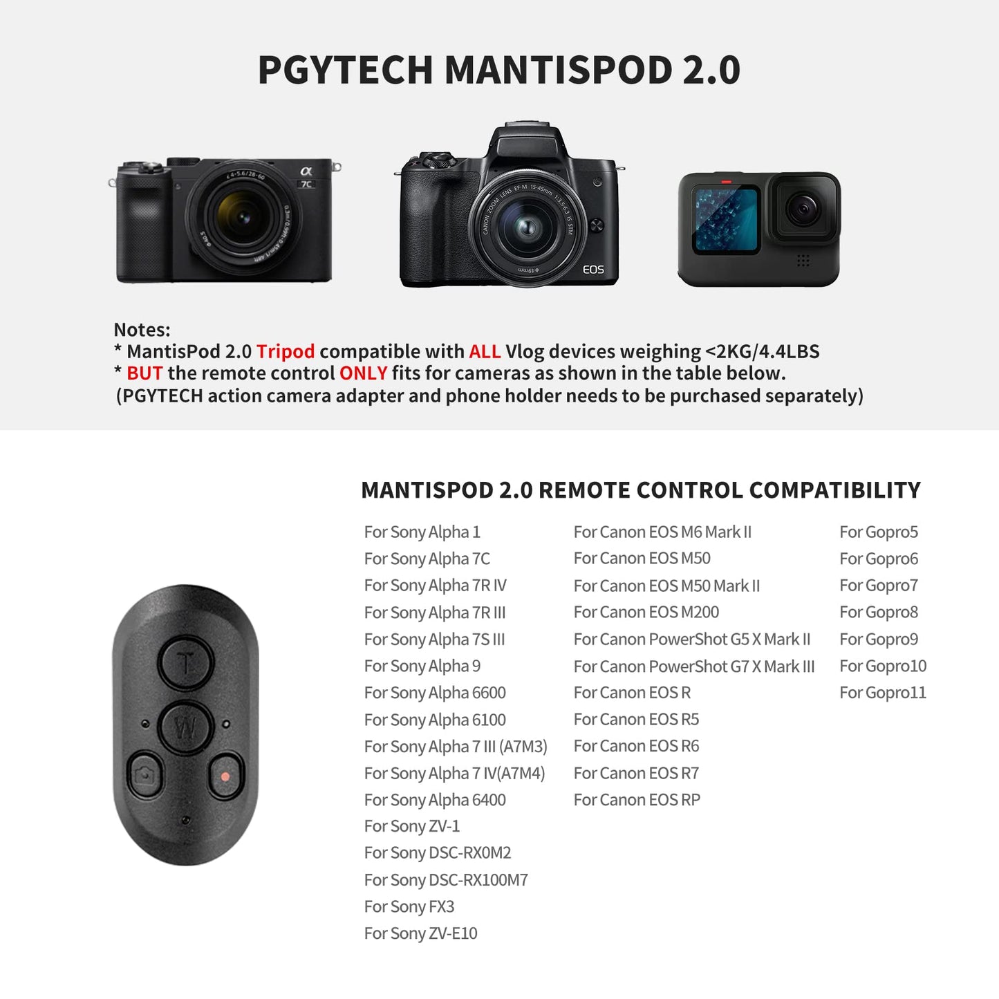 Kit de Mando a Distancia PGYTECH Mantispod 2.0