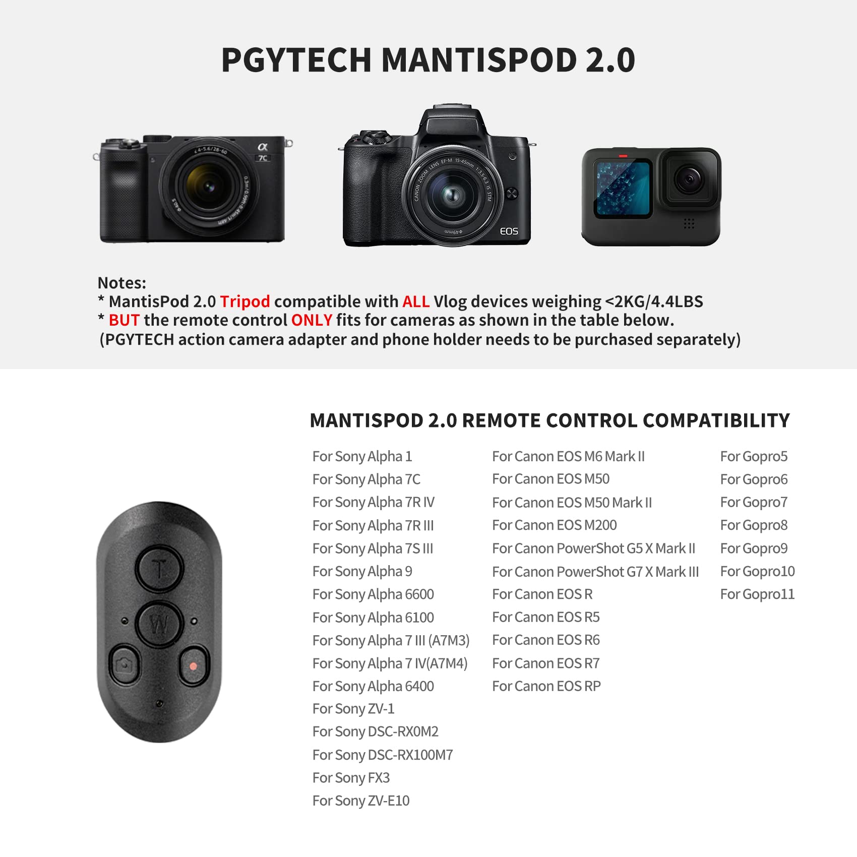 Kit de Mando a Distancia PGYTECH Mantispod 2.0