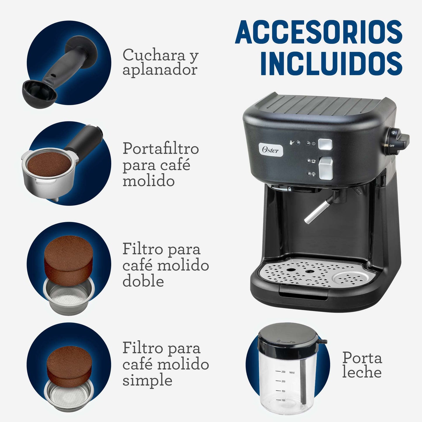 Cafetera Espresso Semi-Automática Oster Negra BVSTEM5501B