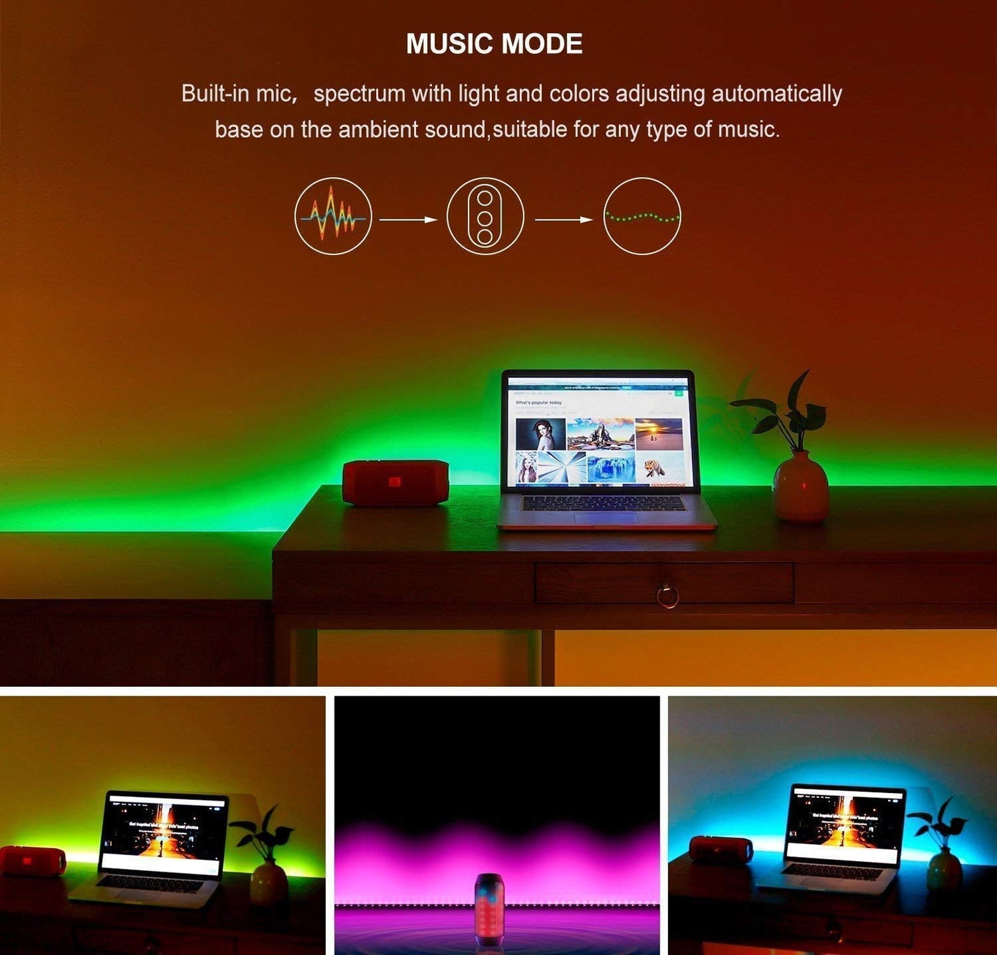 Tira Led TV Fotgear RGB 5050 2M USB Control de App Impermeable IP65 para Decoración del Hogar y al Aire Libre