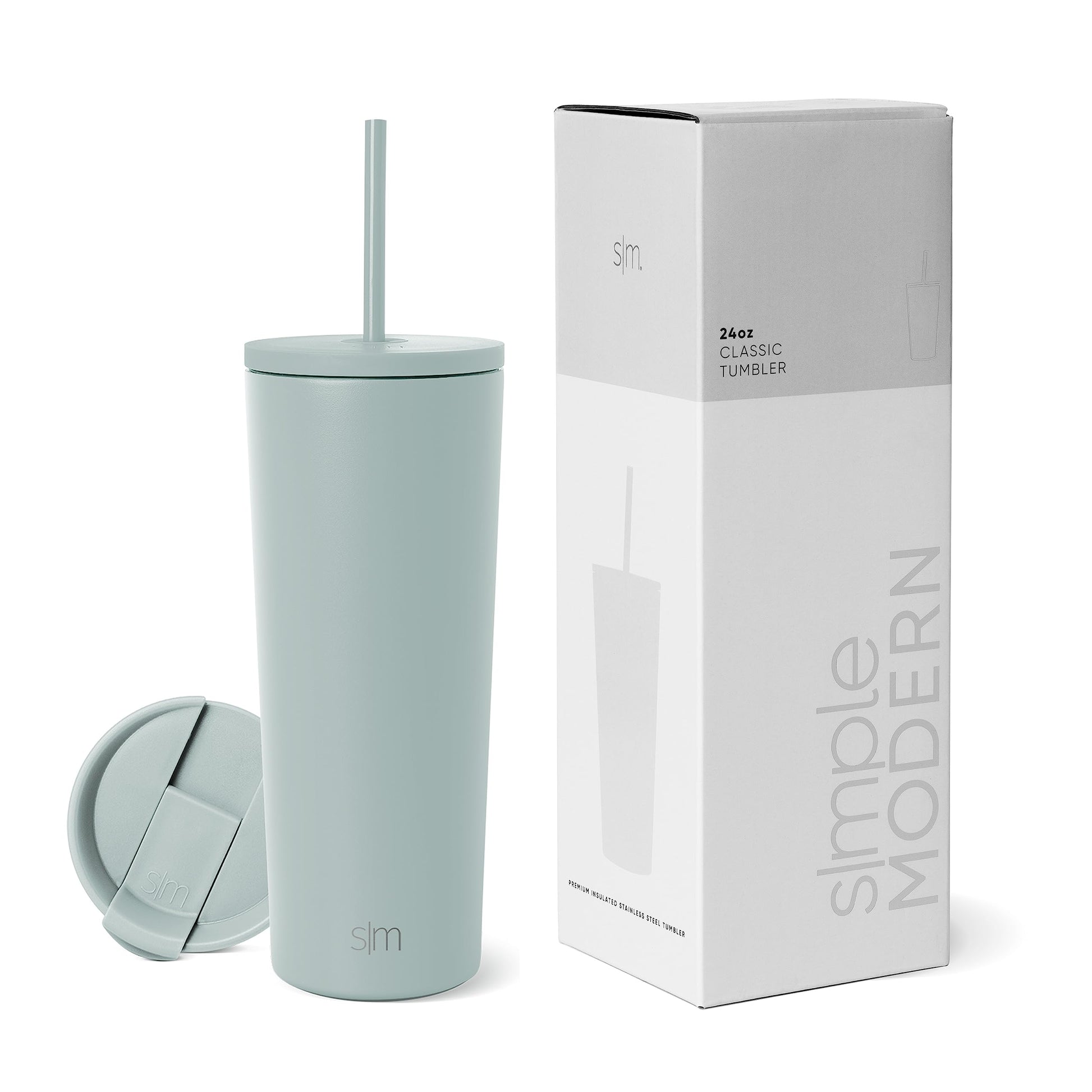Vaso Térmico Simple Modern Sea Glass Sage Reutilizable de Acero Inoxidable Classic de 710ml para Viajes