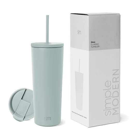 Vaso Térmico Simple Modern Sea Glass Sage Reutilizable de Acero Inoxidable Classic de 710ml para Viajes