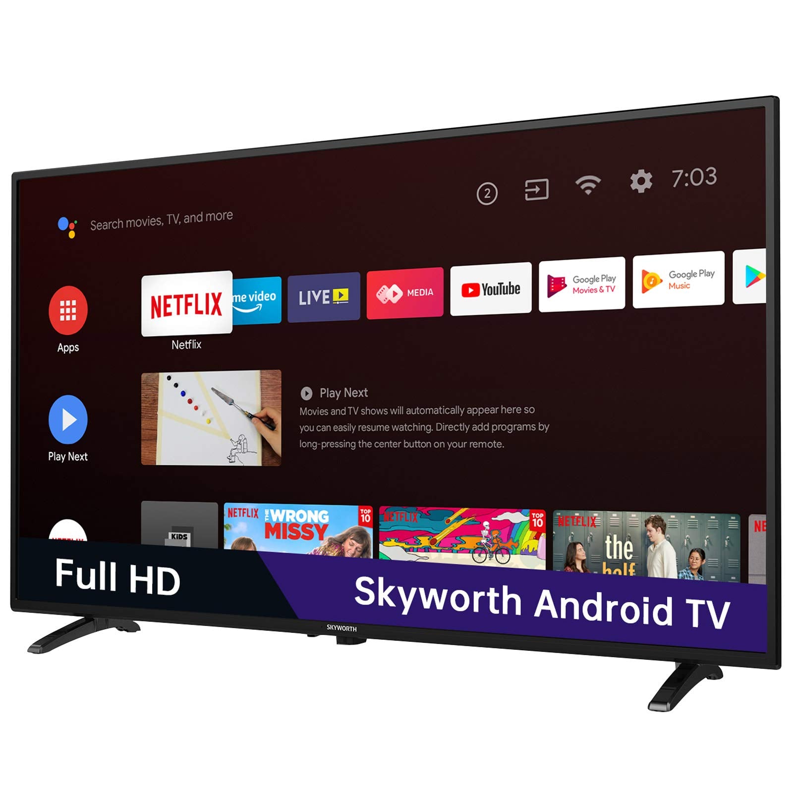 Skyworth Smart TV de 32 Pulgadas, Roku Google TV 720P con Chromecast Integrado, Android LED TV para recámara - S3G