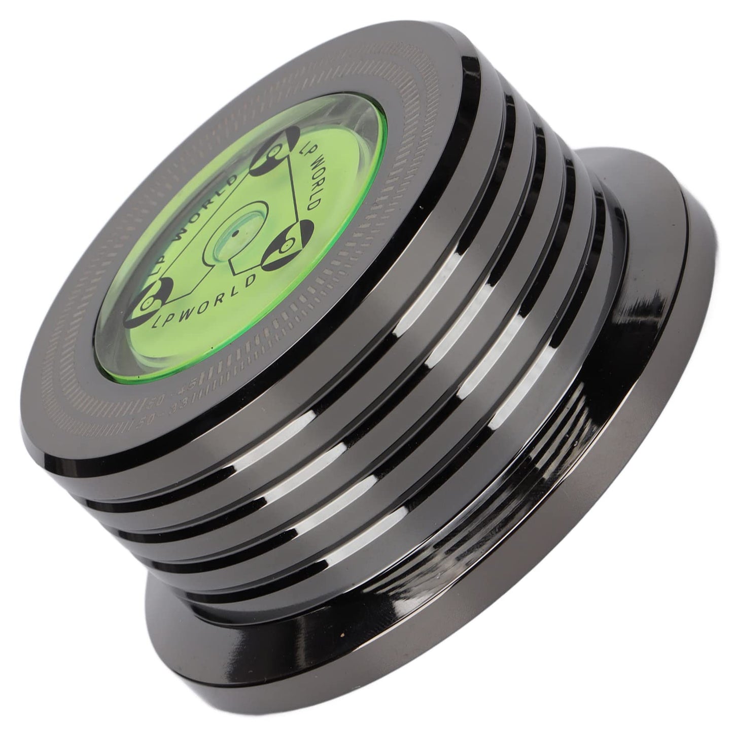 Estabilizador de Discos de Vinilo de Aluminio Negro Brillante con Nivelación de Burbujas para Tocadiscos LP de 50 Hz