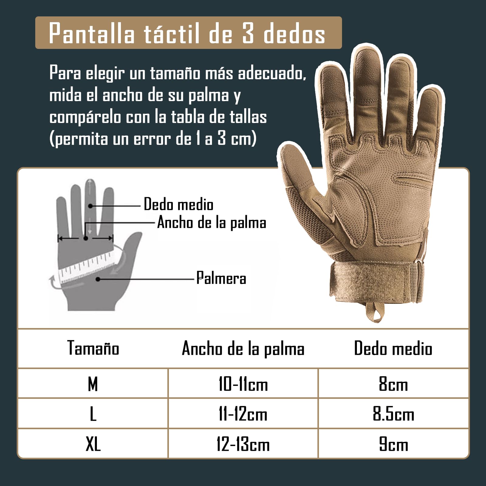 IOAGSVW Guantes de Moto Pantalla Táctil, Antideslizantes de Guantes Tácticos para Hombres, Protección de Nudillos y Dedos Táctiles, para Ciclismo, Motocicleta, Escalada, Senderismo (marrón, Large)