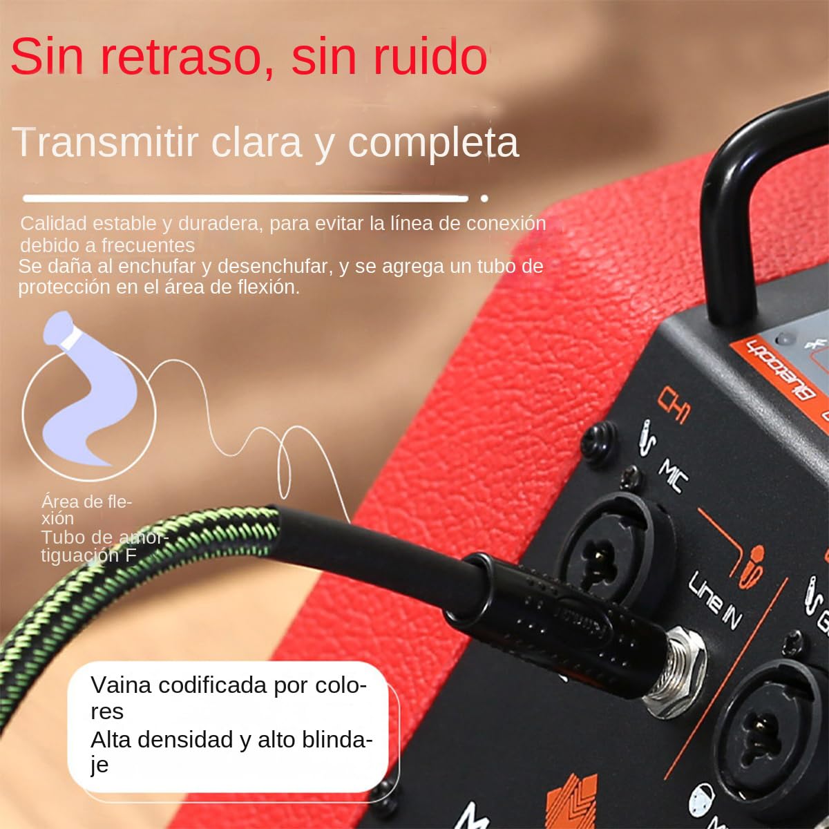 Cable Mono Jack 6.35 mm Premium, Carcasa de Aleación de Zinc Negro, Trenzado de Nailon Resistente a Interferencias para Guitarra Eléctrica, Bajo, Teclado, Mezclador, Altavoz (6M)