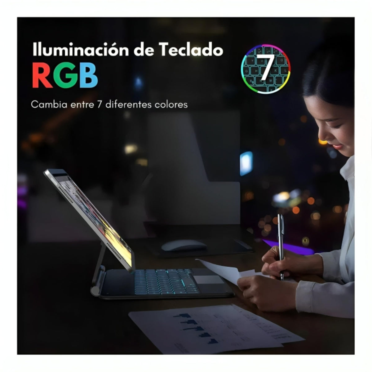 Funda Teclado MR. GADGETS Rosa con Trackpad Multitáctil y Retroiluminado para iPad Mini 6th/7th