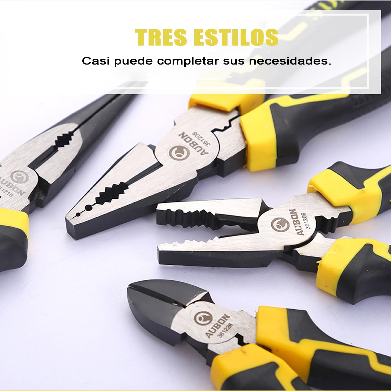 Juego de Alicates de 3 piezas, Alicates de Combinación de 8″,Alicates de Corte diagonal de 6″,juego de Alicates de punta de 6″,Herramientas Portátiles Juego de Electricista