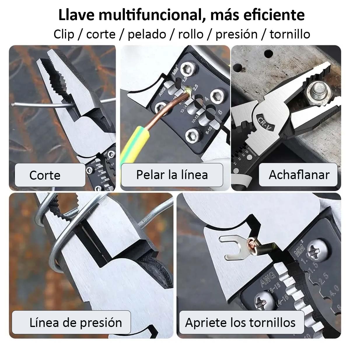 Juego de Alicates Herramienta Incluye Pinza de Punta Larga, Pinza de Corte Diagonal y Pinza de Alambre de Acero, Duradero de Acero Alto Carbono, Multiherramientas para Electricistas y Reparaciones