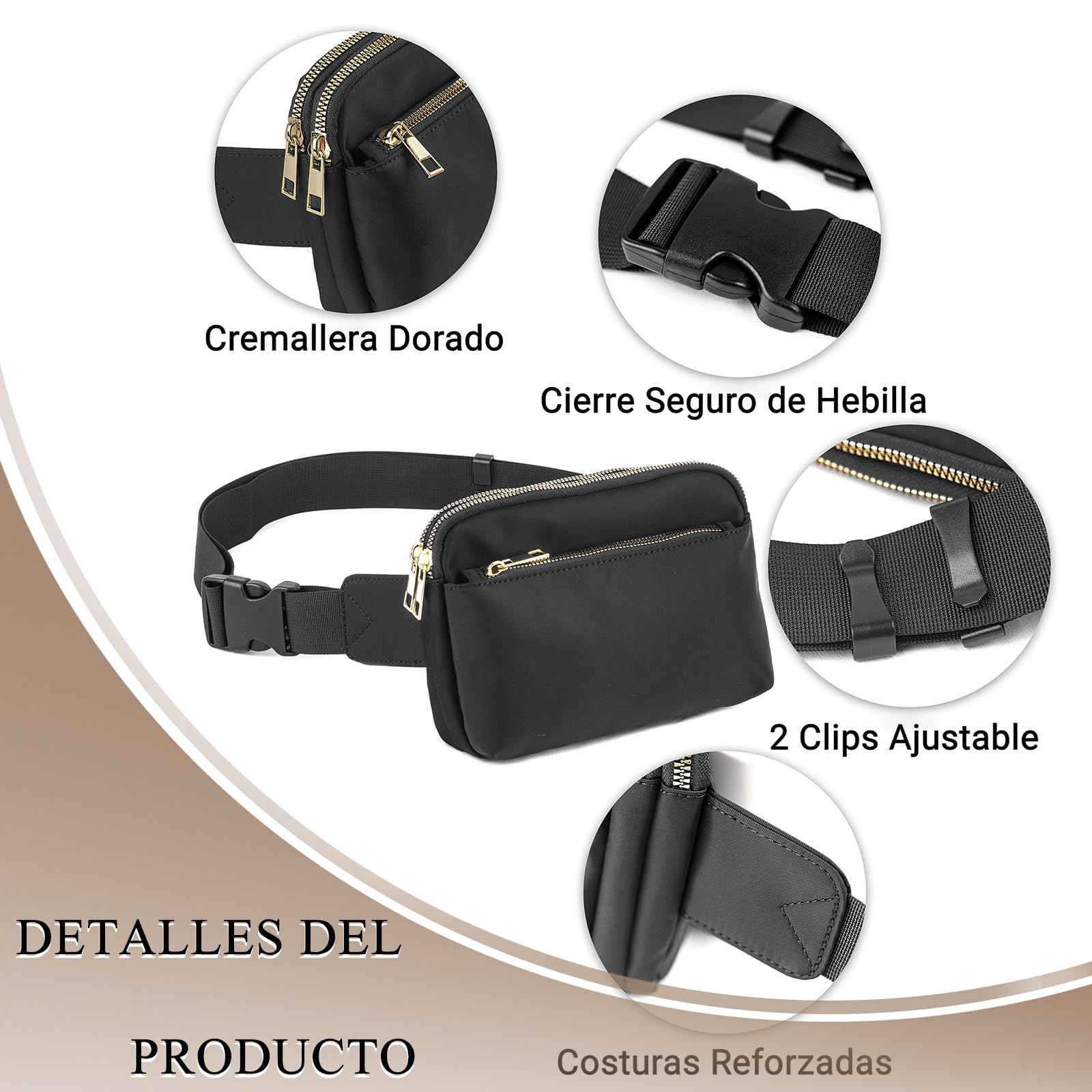 Cangureras de Moda - Cortelay Cangureras de Senderismo para Mujer Cangureras Deportiva con Correa Ajustable Impermeable Riñonera Mujer para Viaje Diario Cangurera para Correr