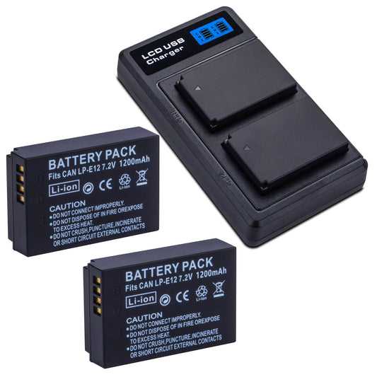 Baterías LP-E12 Canon en Negro con Cargador Dual USB para Cámaras Digitales