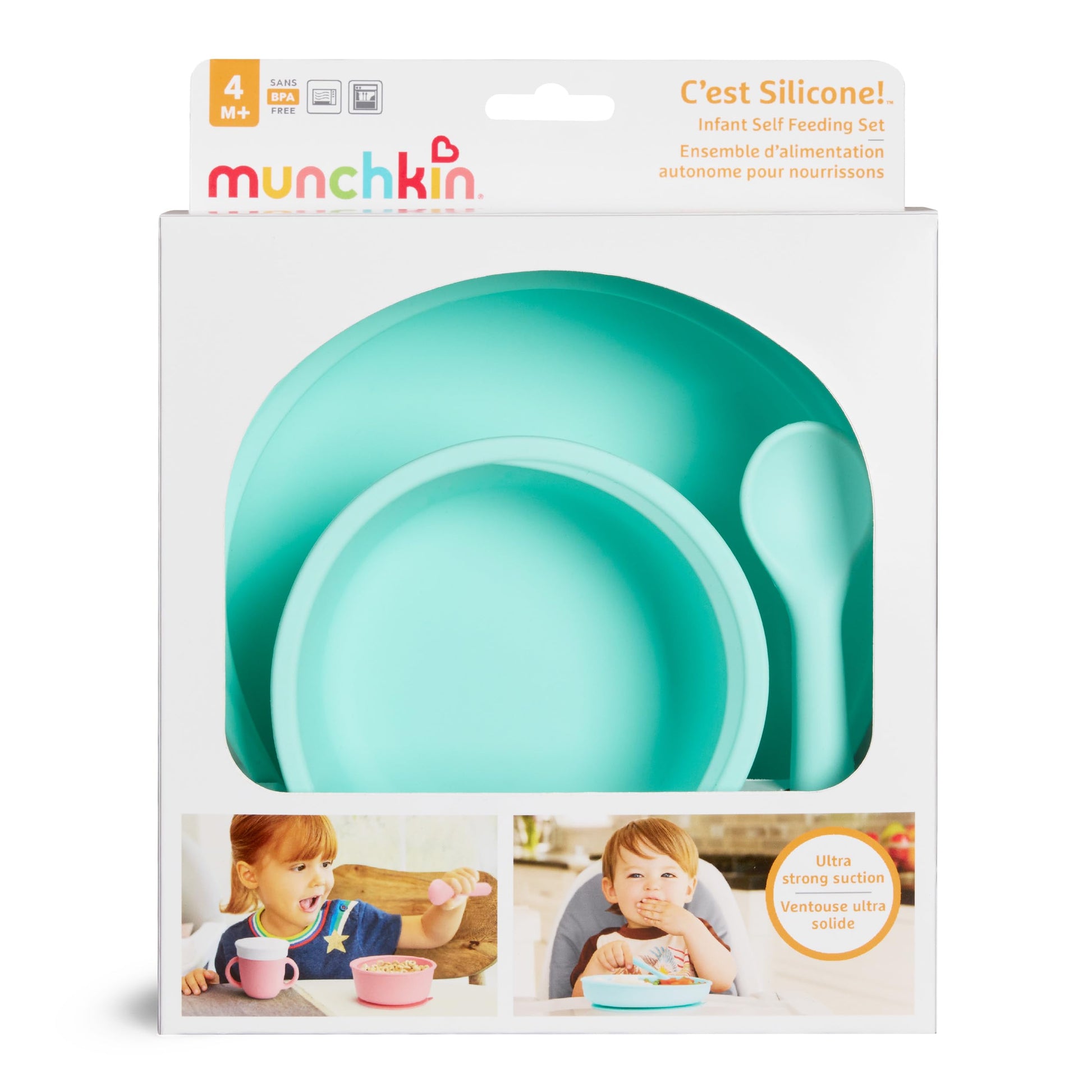 Juego de Alimentación Munchkin Menta Silicone para Bebés y Niños Pequeños