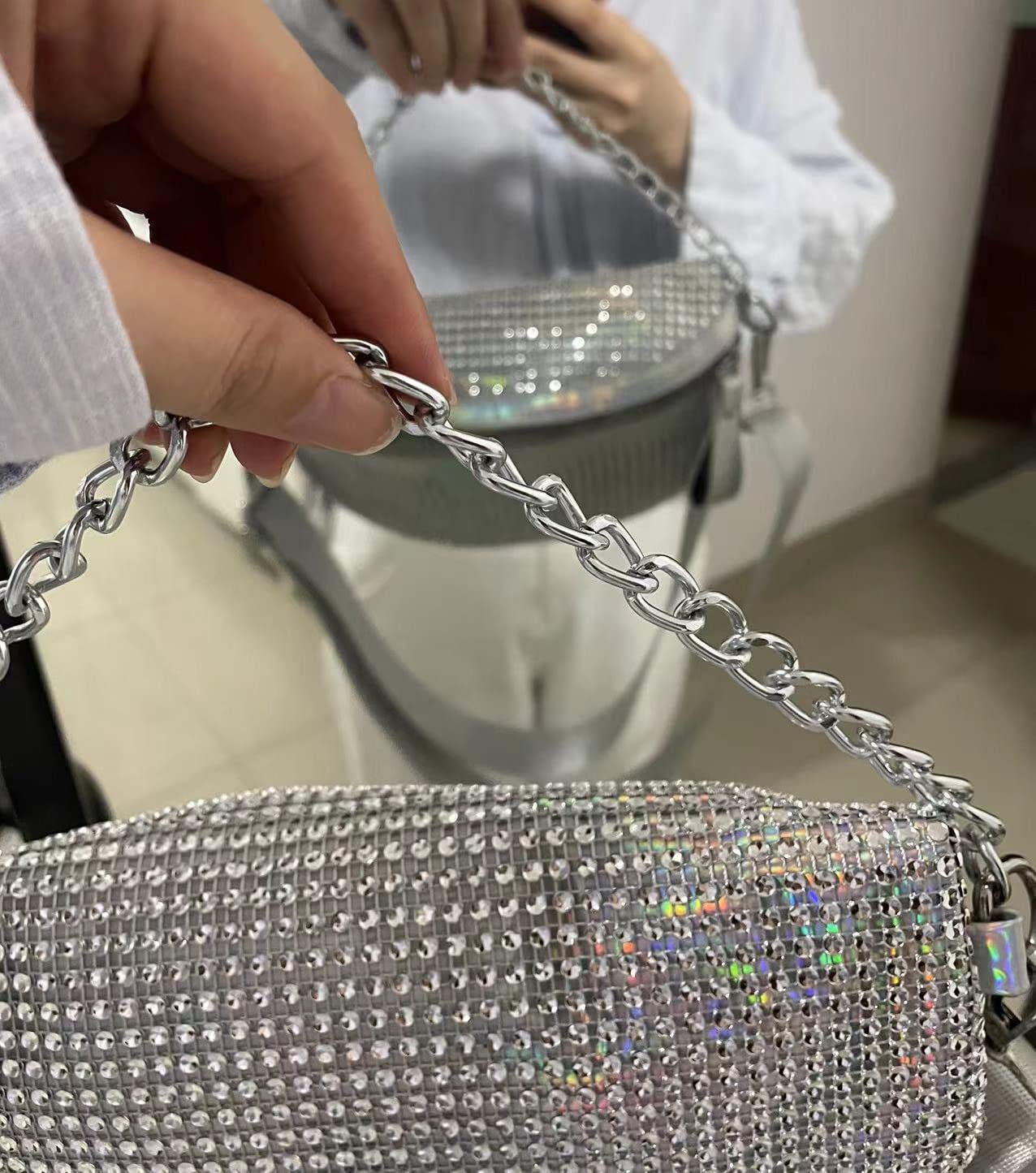 Riñonera Moda Piel A-Plata con Cadena Gruesa para Mujer