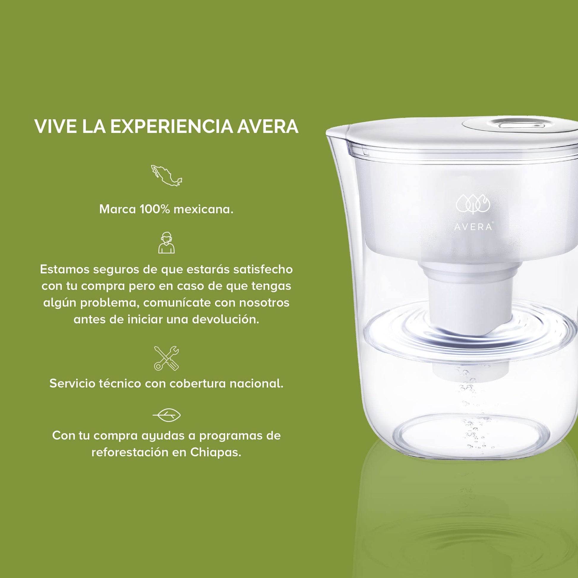 AVERA Jarra de agua con filtro de carbono activado con 4 etapas de filtrado, Agua pura y libre de materiales pesados, Capacidad de 3.5L | JPA01