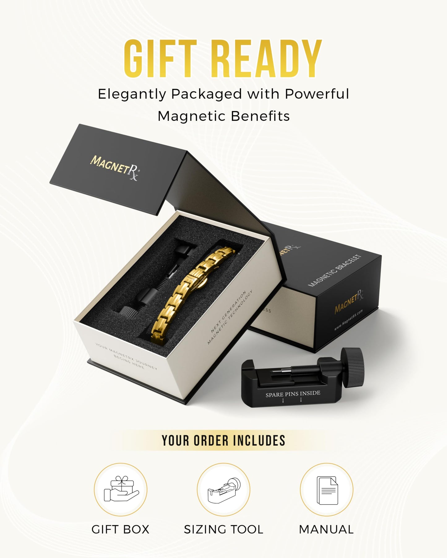 MagnetRX® - Pulseras magnéticas para mujer - EllipseMAX 5X Fuerza 5.000 imanes Gauss - Diseñado en Estados Unidos y pendiente de patente - Pulsera magnética de titanio de alta calidad para mujer y