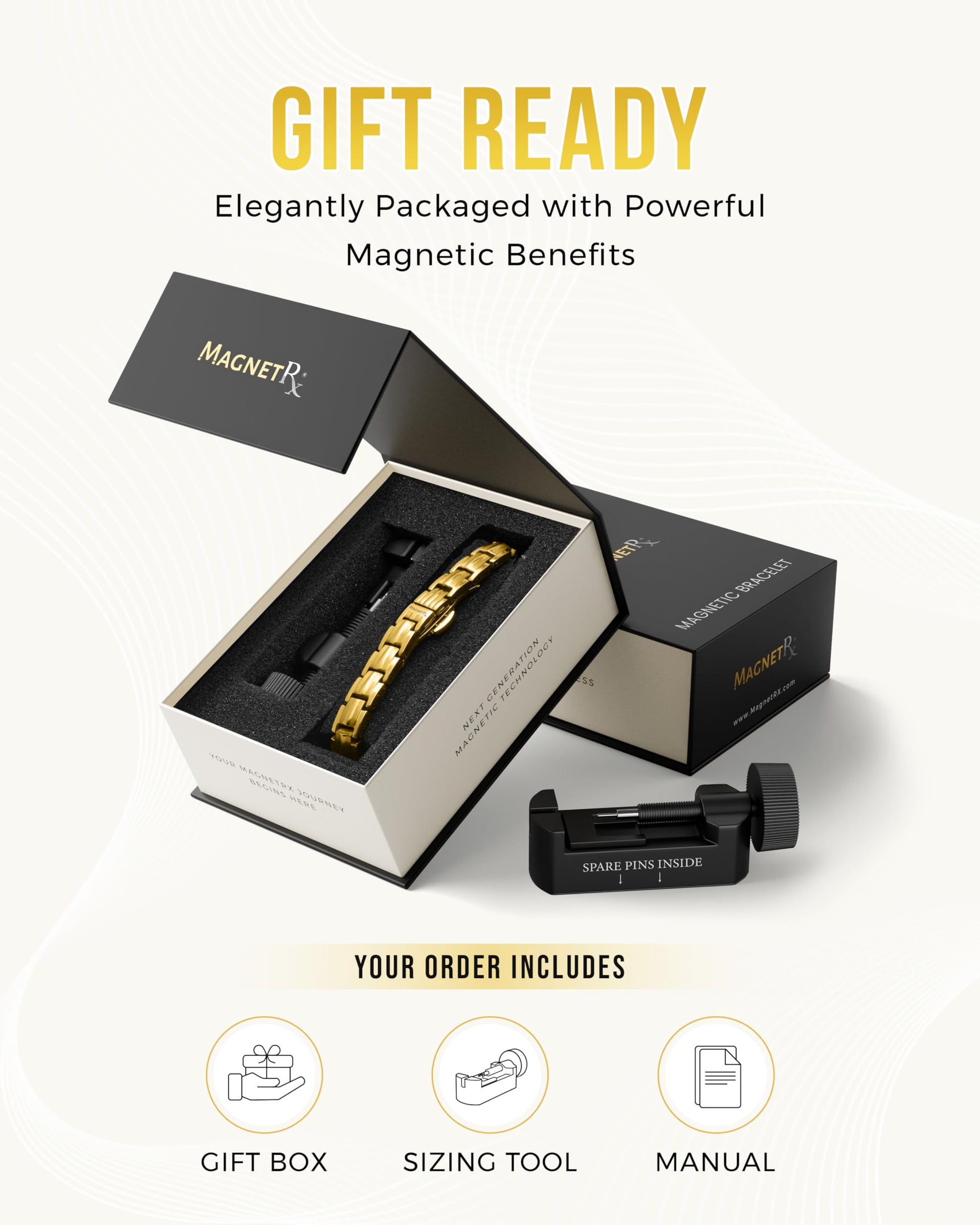 MagnetRX® - Pulseras magnéticas para mujer - EllipseMAX 5X Fuerza 5.000 imanes Gauss - Diseñado en Estados Unidos y pendiente de patente - Pulsera magnética de titanio de alta calidad para mujer y