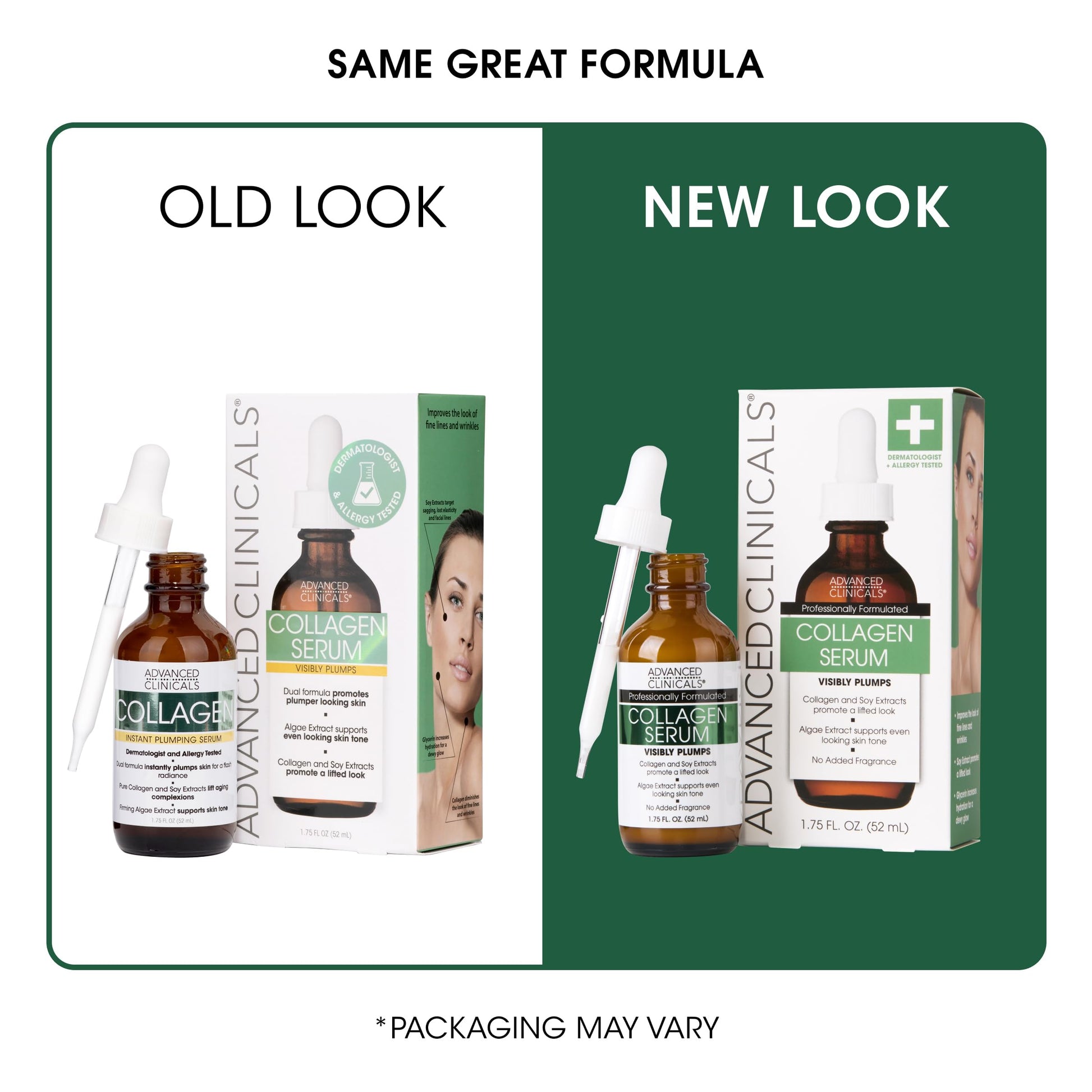 Suero facial avanzado con colágeno para rellenar instantáneamente las arrugas - Con soya y extractos de alga - Pack de 2 - 52ml - Tratamiento antiarrugas y reafirmante - ¡Compra ya!