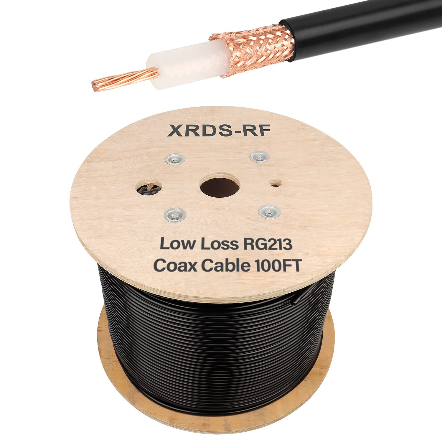 XRDS -RF Cable coaxial RG213 de 100 pies, 50 ohmios de baja atenuación