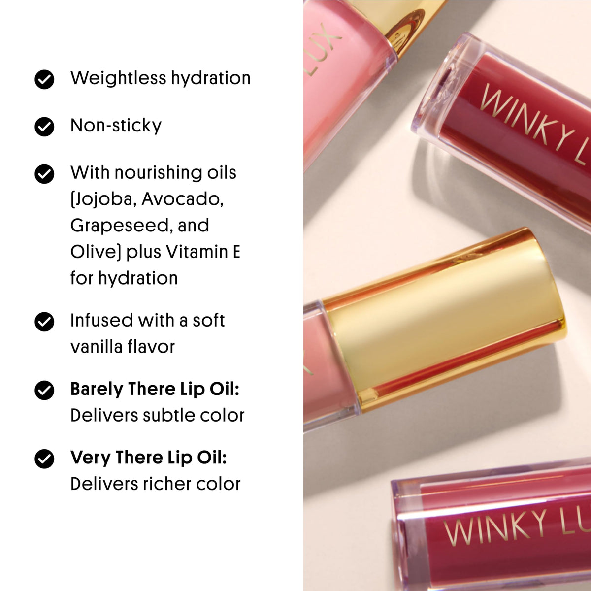 Winky Lux | Barely There Tinted Lip Oil | With Avocado, Olive, Jojoba, and Grapeseed Oil | Lip Moisturizer, Lucious