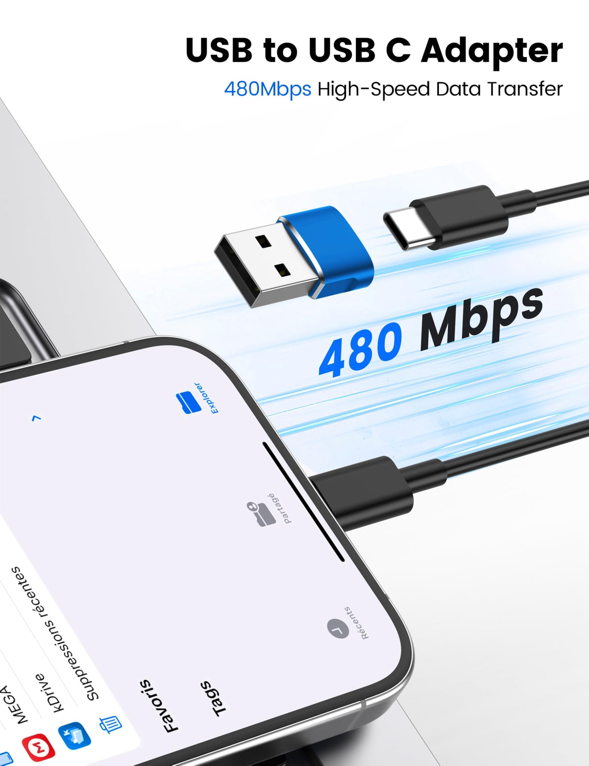 Adaptadores USBC a USB de Cargador de Coche Paquete de 12 Azul