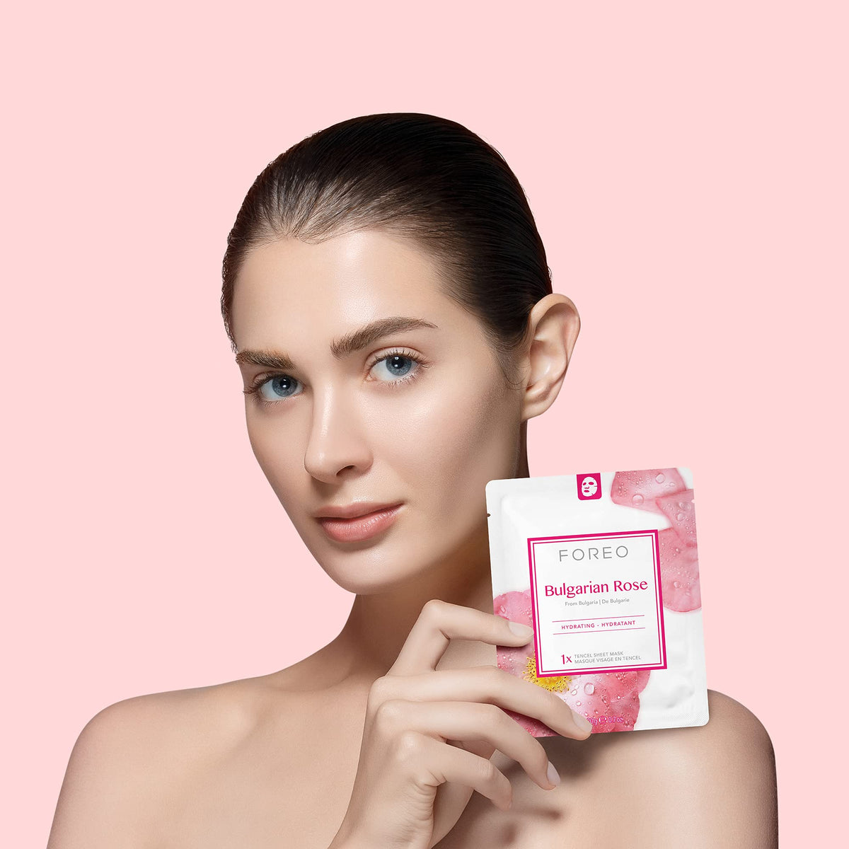 FOREO UFO Bulgarian rose, mascarilla facial activa para piel seca y apagada, pack de 3, calmante y revitalizante, con rosa búlgara y aceite de jojoba, cruelty free, compatible con UFO 2 y UFO