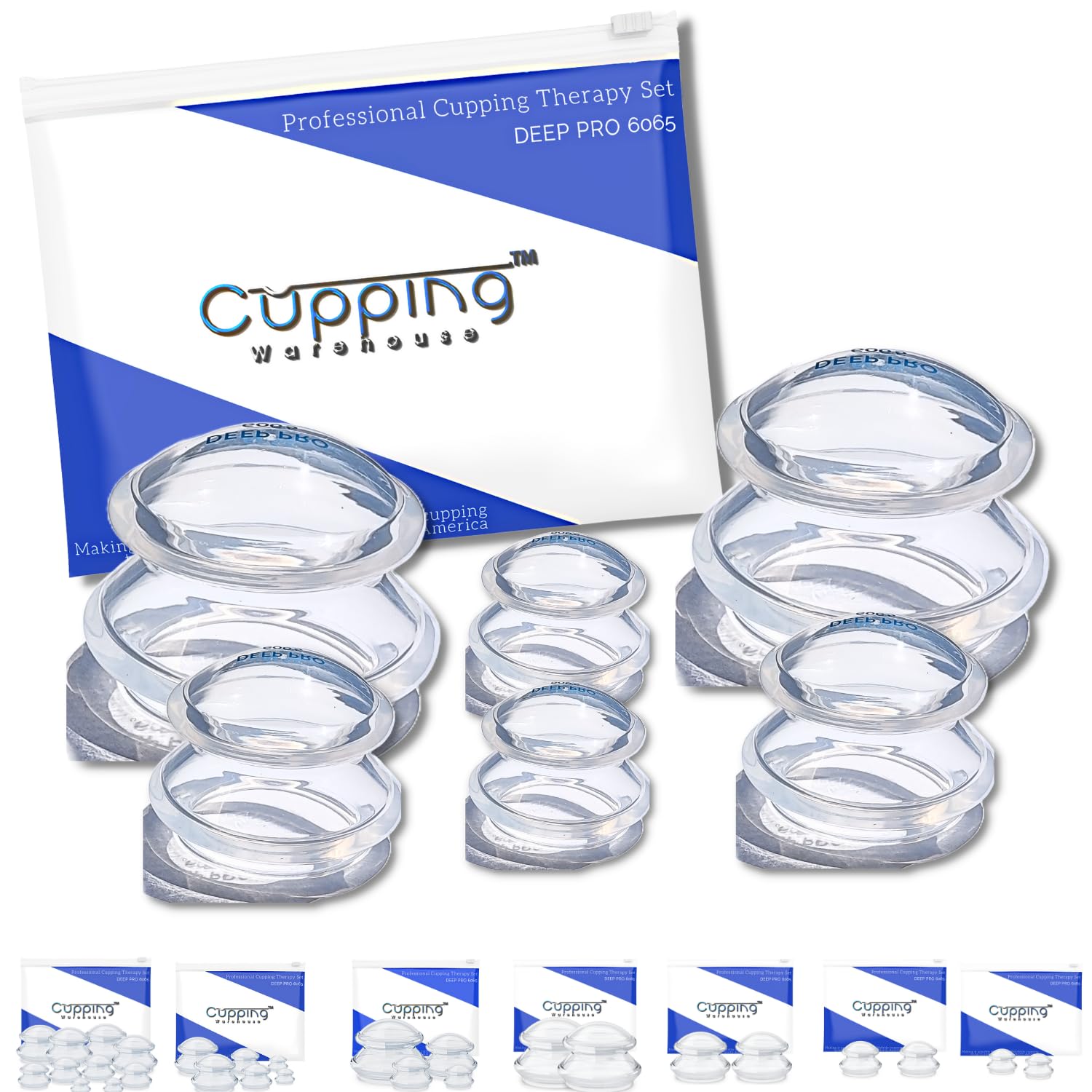 Cupping Warehouse Advanced Supreme 6 DEEP PRO 6065 Juego de terapia de ventosas profesional. Ventosas terapeuticas. Juego de ventosas de silicona mas dura para ventosas de masaje profundo.