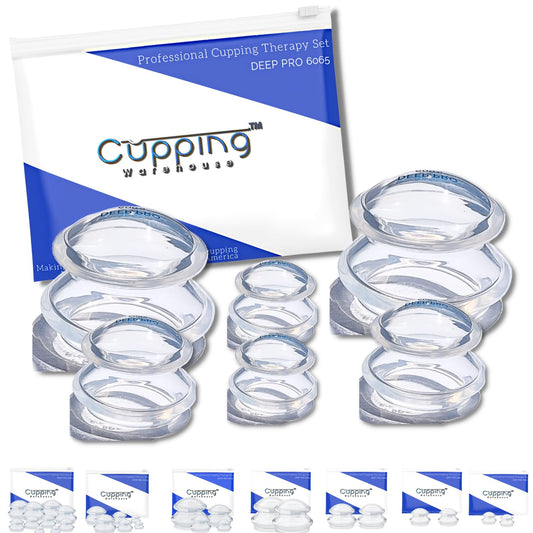 Cupping Warehouse Advanced Supreme 6 DEEP PRO 6065 Juego de terapia de ventosas profesional. Ventosas terapeuticas. Juego de ventosas de silicona mas dura para ventosas de masaje profundo.