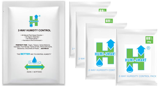 Humi-Smart Control de humedad de 2 vías 69% HR 30 g, paquete de 4 unidades para una humedad ideal