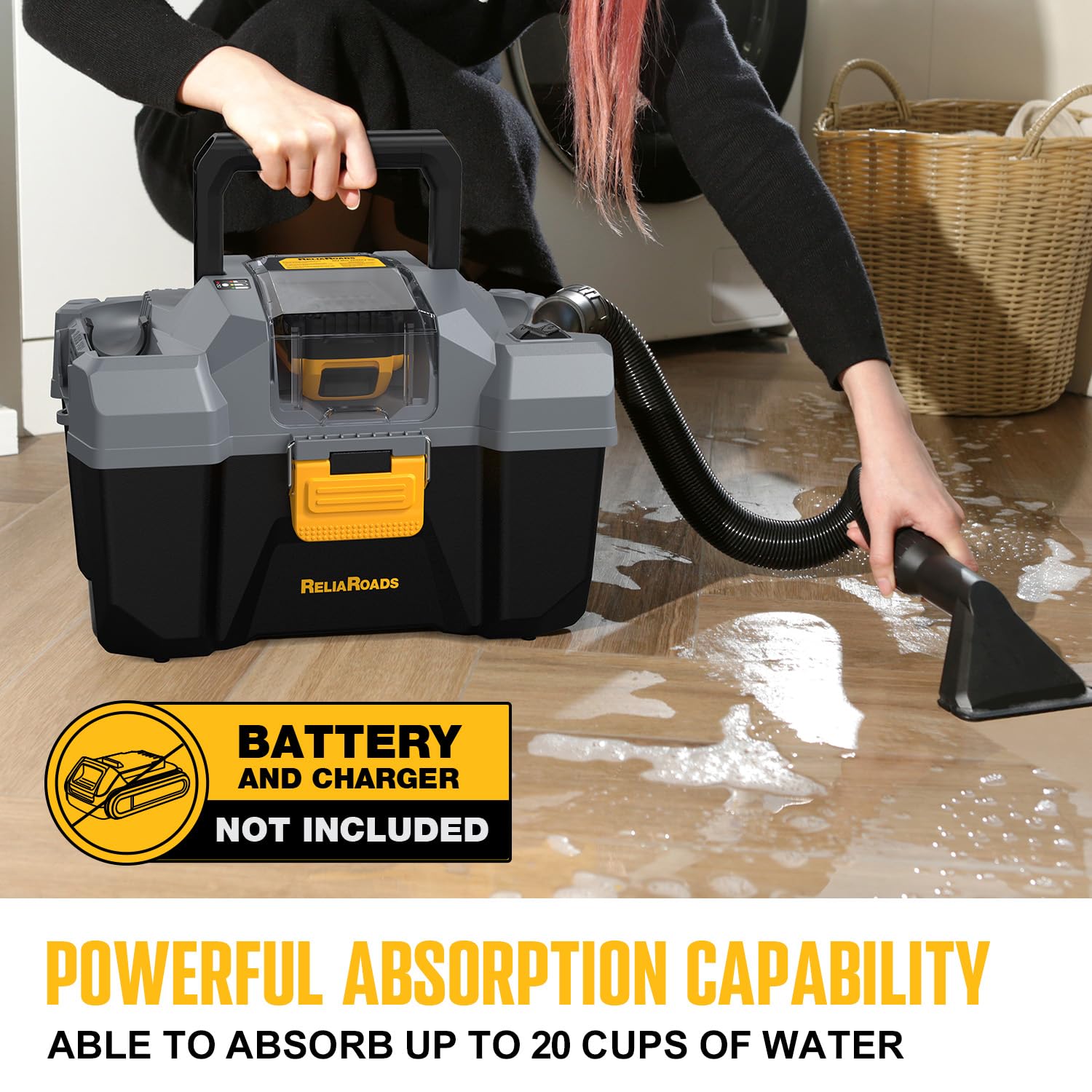 Aspiradora inalámbrica de 20 V, para tienda húmeda/seca, capacidad de 2.6 galones, compatible con baterías DeWALT (batería no incluida), ideal para limpiar automóviles, espacios del hogar y talleres