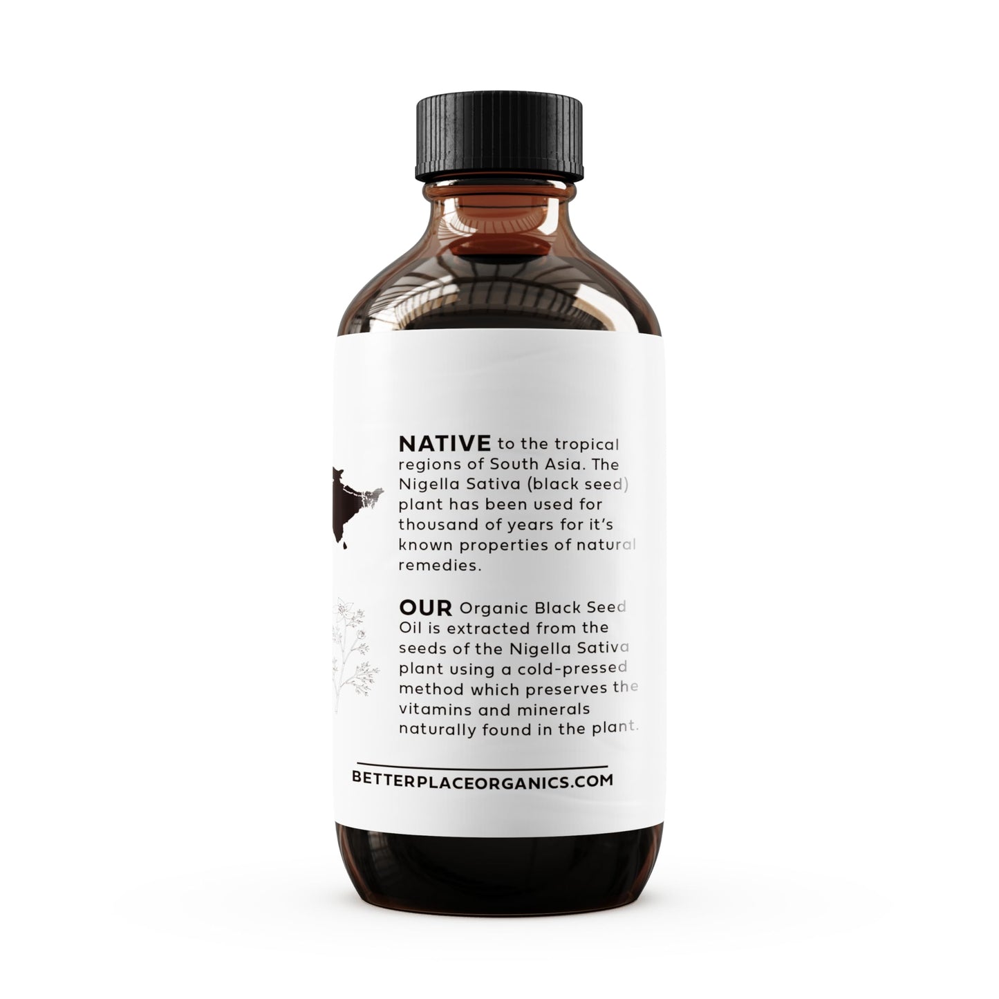BETTER PLACE ORGANICS- Aceite de semilla negra orgánico | Líquido puro 100% virgen prensado en frío | Súper antioxidante | Uso externo en