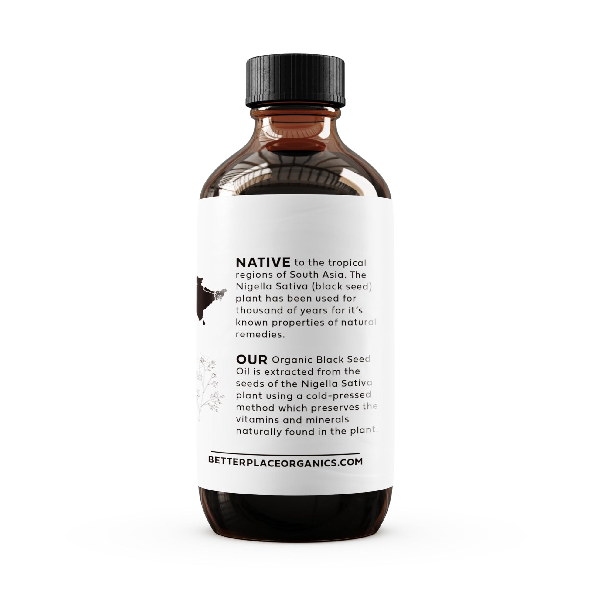 BETTER PLACE ORGANICS- Aceite de semilla negra orgánico | Líquido puro 100% virgen prensado en frío | Súper antioxidante | Uso externo en