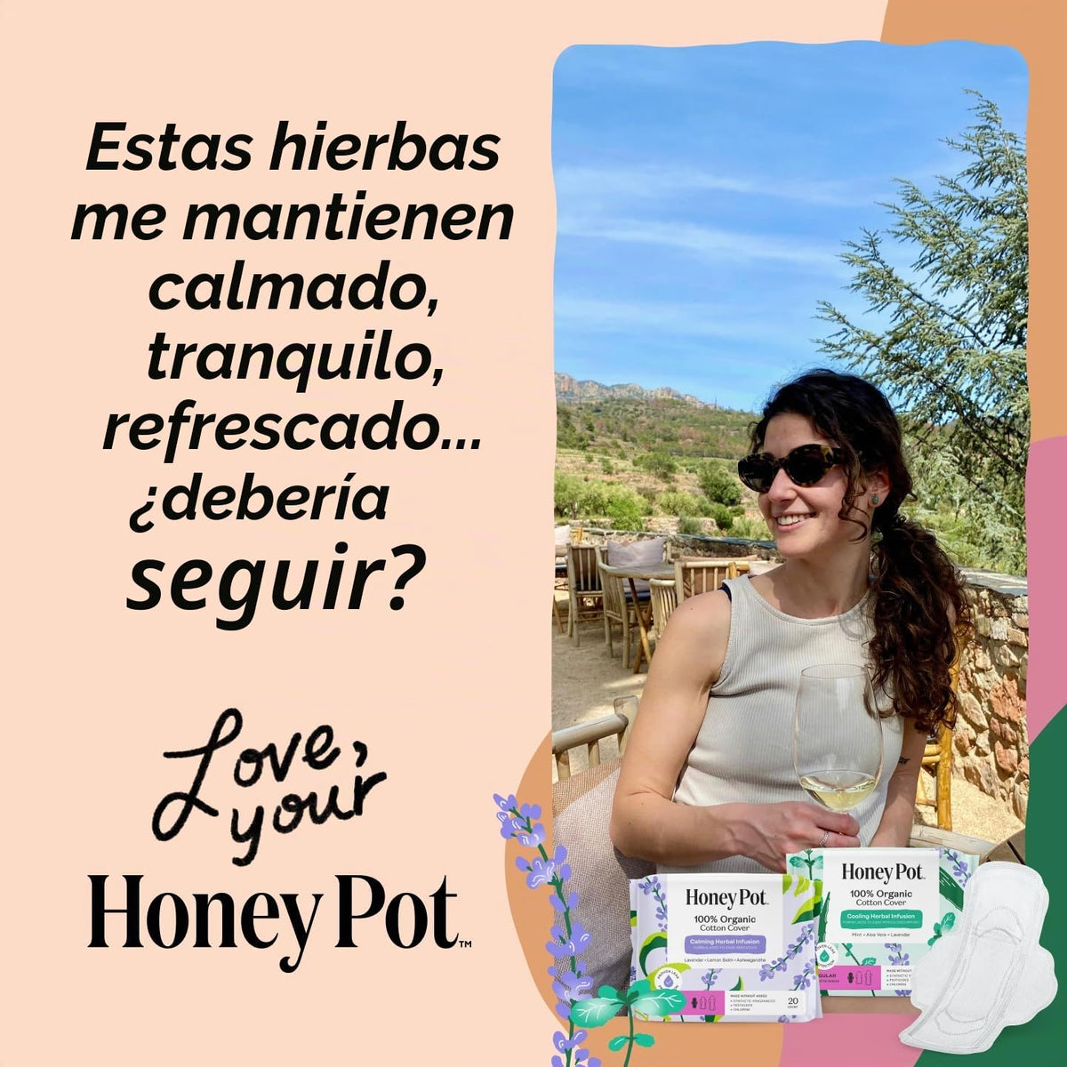 Almohadillas Orgánicas The Honey Pot Company Infusión De Hierbas Con Aceites Esenciales Efecto Refrescante Algodón Para Mujer