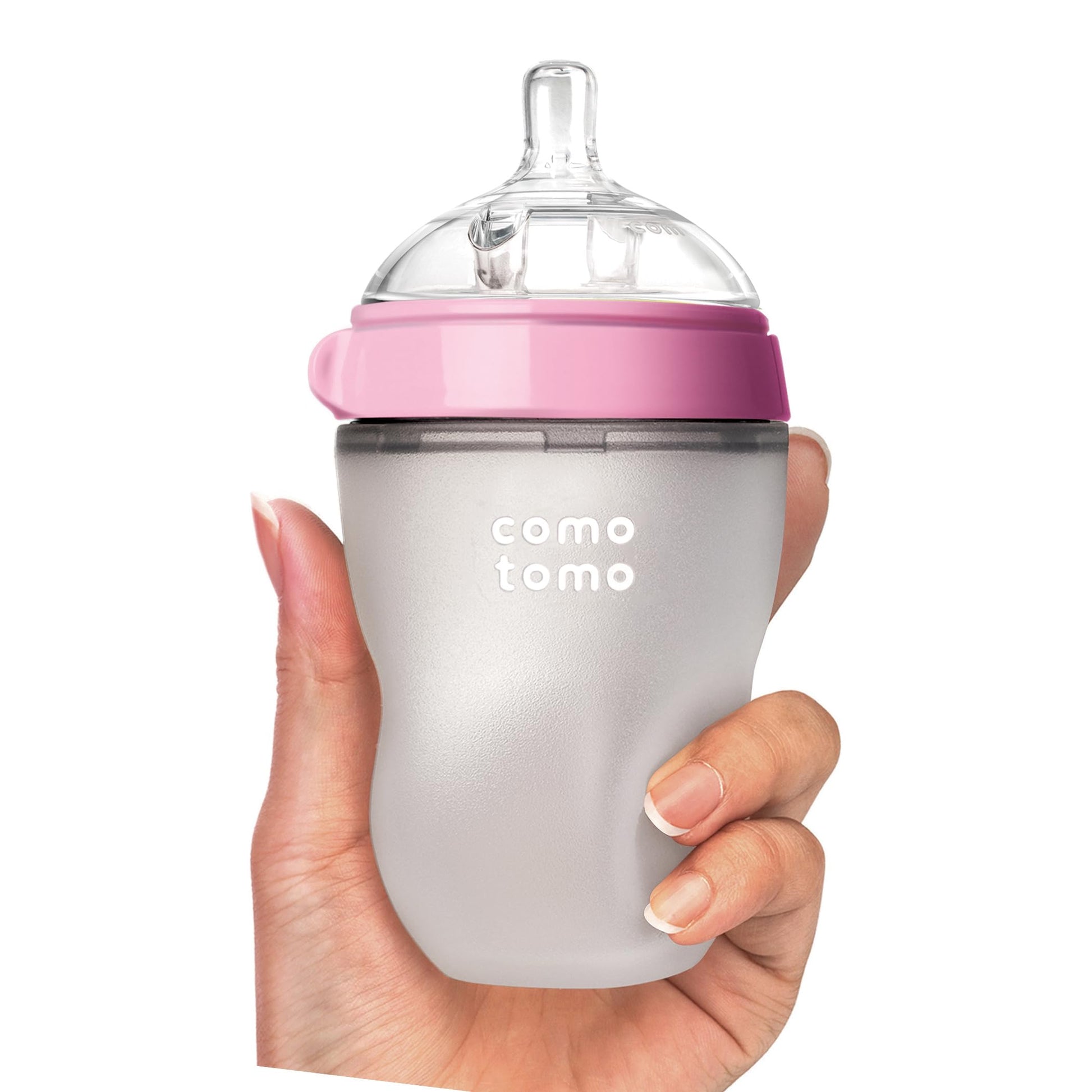 Biberon de silicona de 250 ml, anillo de color rosa