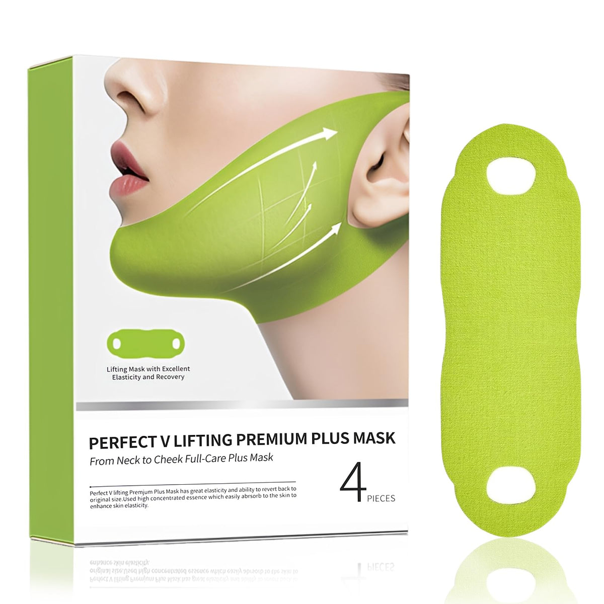 Parche Hidrogel Orejero V‑Line para Papada y Mandíbula, Efecto Frío Reafirmante, Hidratante para Contorno Facial, 4 Piezas
