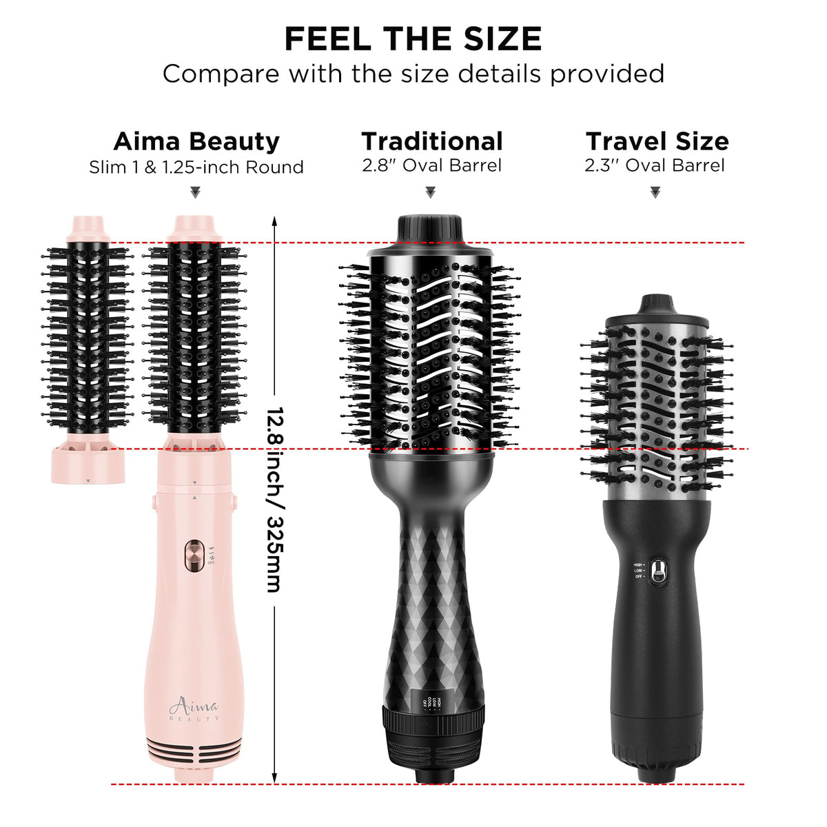 Cepillo para Secador de Pelo Aima Beauty Rosa con Aire Caliente Iónico y Cerdas Copetudas