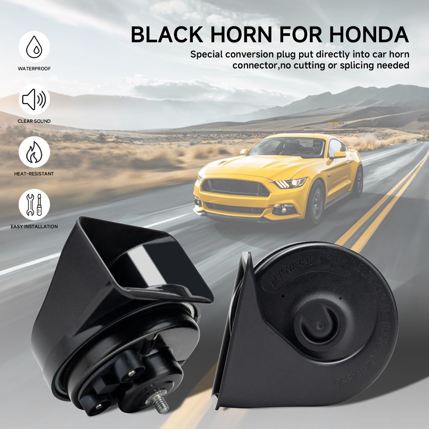 FARBIN Bocina automática especial con interfaz compatible con Honda/New Civic 12 V, bocina de coche fuerte con rejilla protectora, bocinas eléctricas de caracol de tono dual, impermeables y a prueba