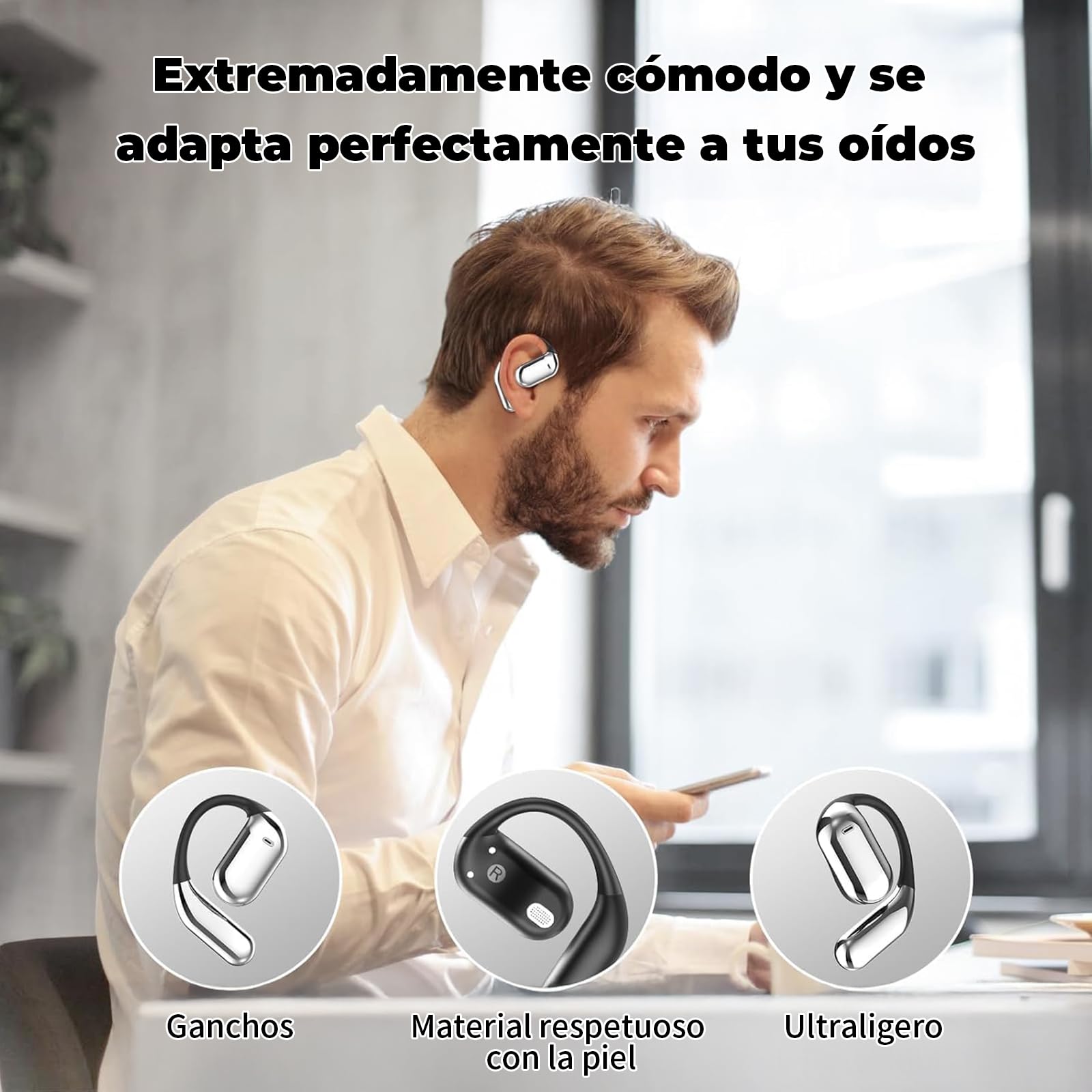 INMUA Auriculares de traducción de idiomas AI, Auriculares de traducción Bluetooth AI 3 en 1,con auriculares con pantalla LED, control táctil,de traducción bidireccional para viajes, negocios.