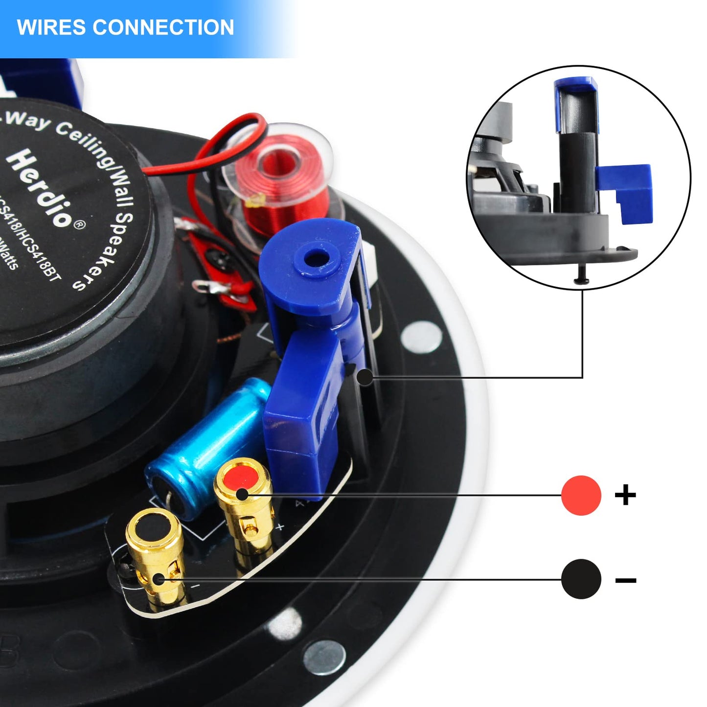 Herdio Altavoces Compatible con Bluetooth de Montaje Empotrado de 4 Pulgadas, Rango Completo de 2 vías en Pared y Techo, perfectos para Colocar en Interiores y Exteriores, porches