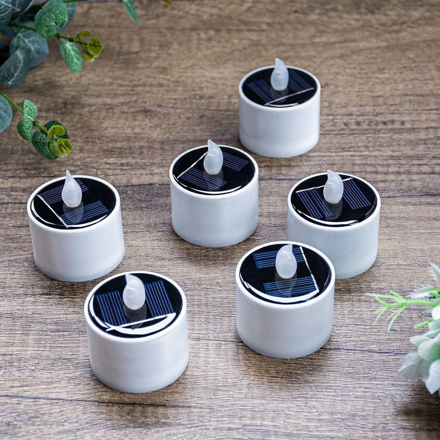 Velas de Té SingTok Blancas Impermeables Recargables con Luz LED para Decoración de Jardín