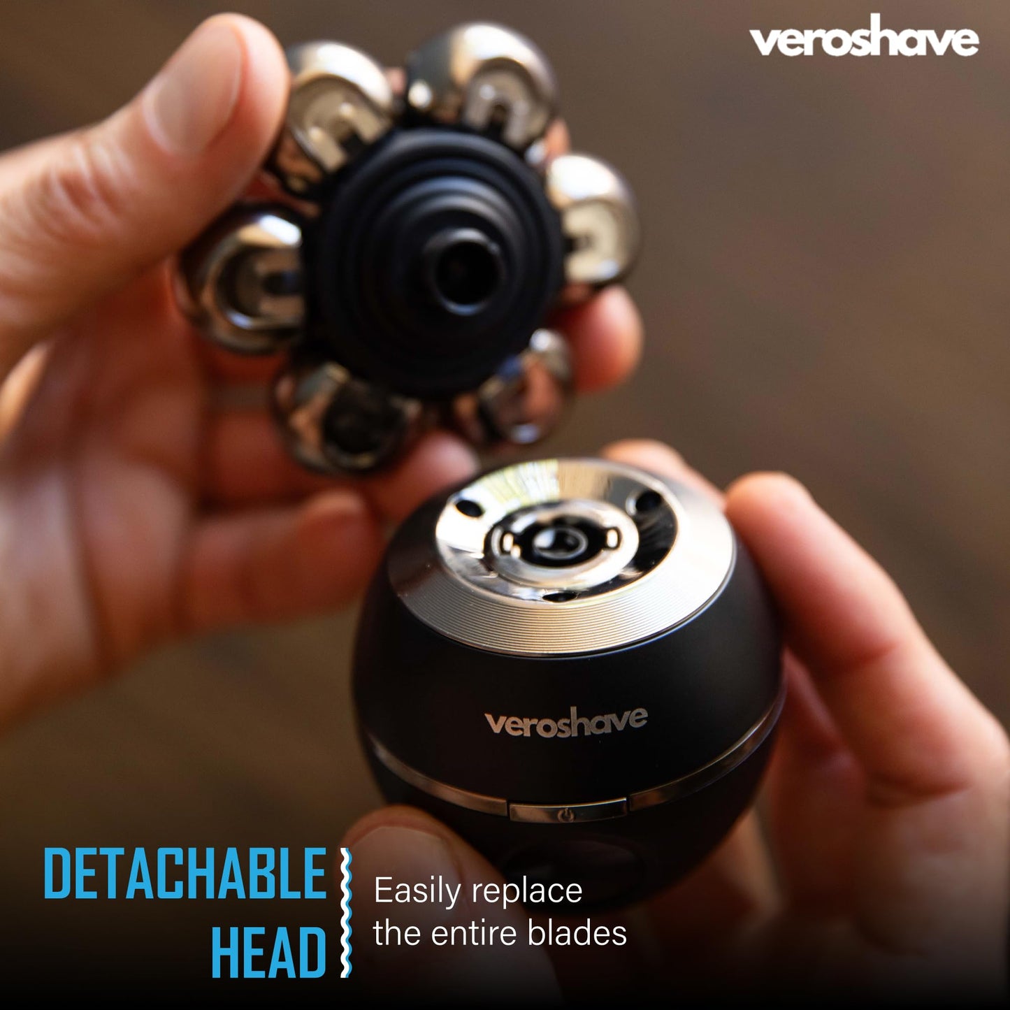 Veroshave - Afeitadora de cabeza calva de 7 hojas para hombres, sin cables, recargable, con cuchillas curvadas, kit de aseo para viajes sin desorden y afeitado completo